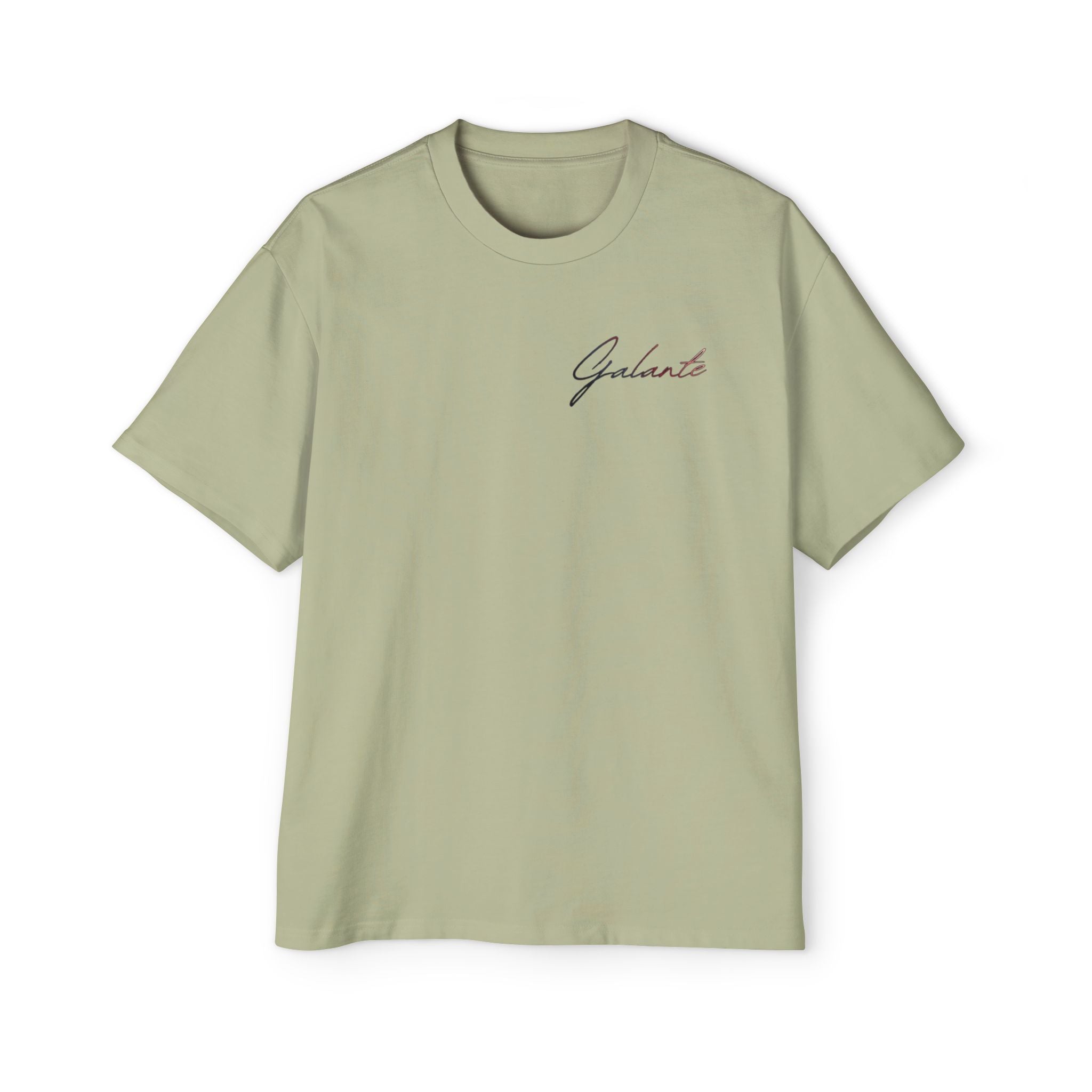 Oversized Tee — 'Galante' Script Front & Floral Head Portrait Back
