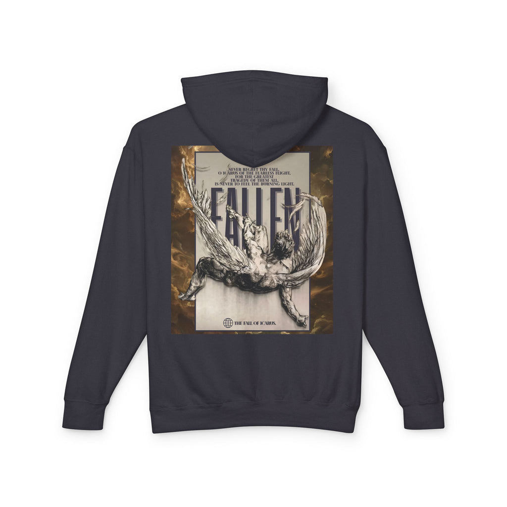 Fallen Graphic Hoodie — Vintage Angel Illustration Back with 'Galante' Script Chest