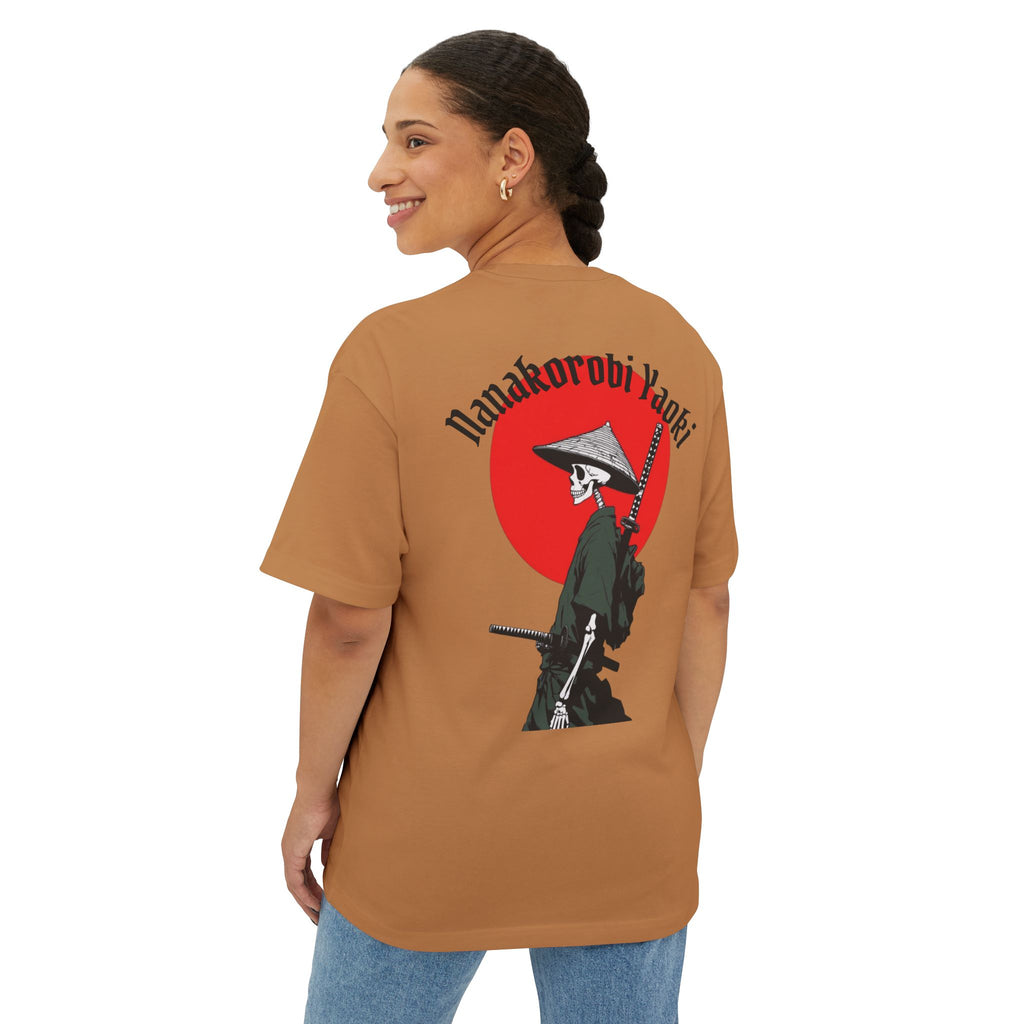 Samurai Skeleton Tee — "Nana korobi ya oki" Oversized Boxy T‑Shirt