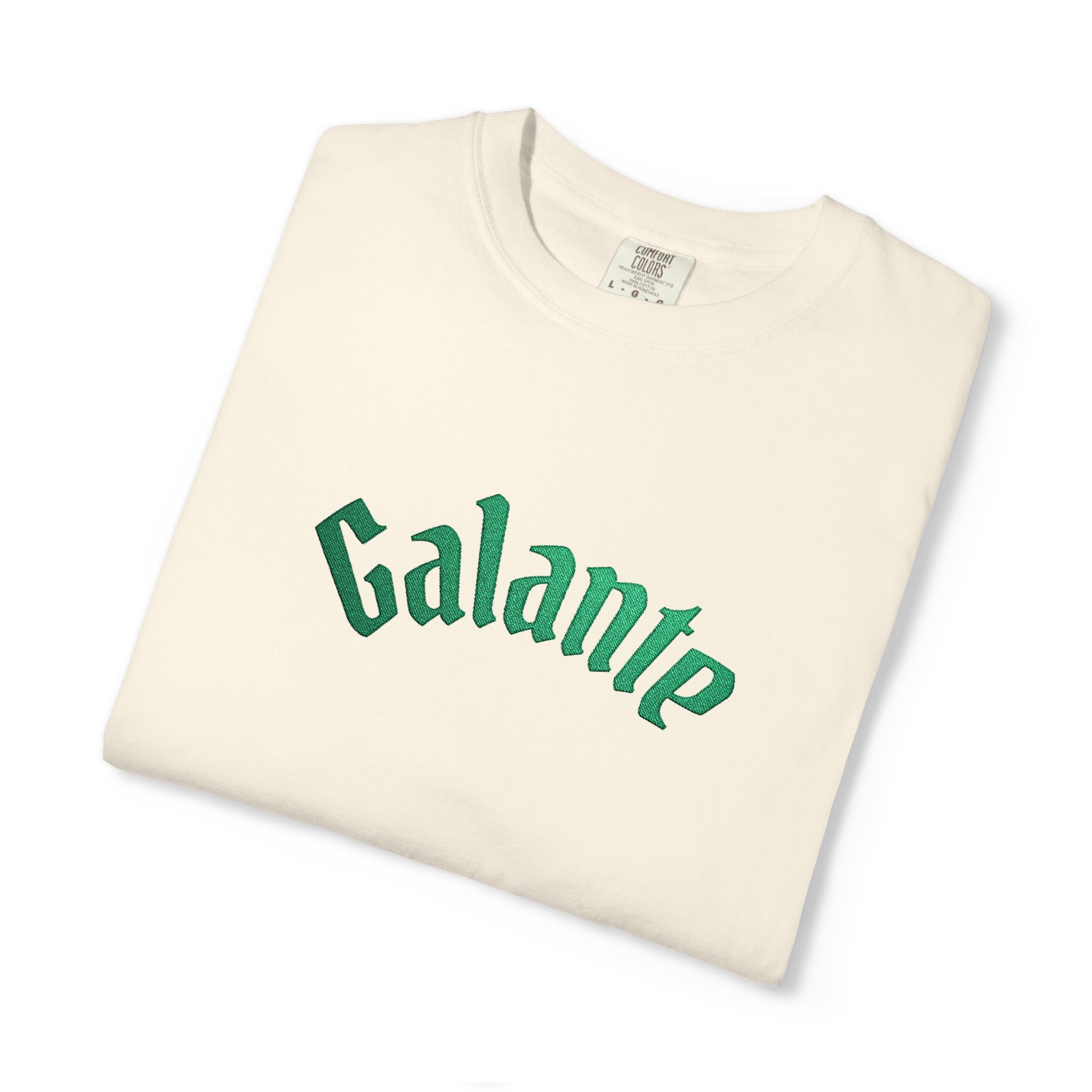 Galante Vintage-Style Tee — White T-Shirt with Green Arch Logo