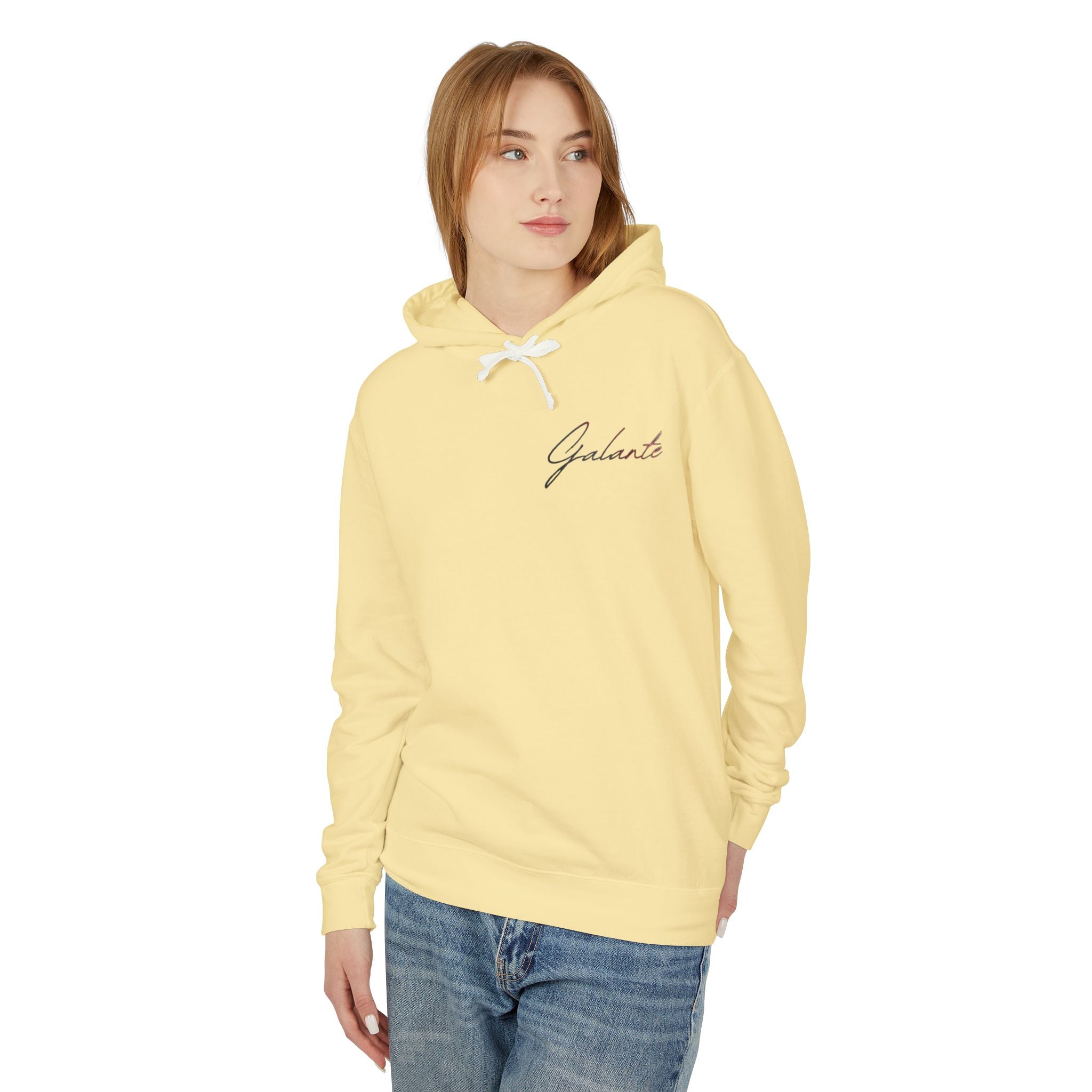Fallen Graphic Hoodie — Vintage Angel Illustration Back with 'Galante' Script Chest