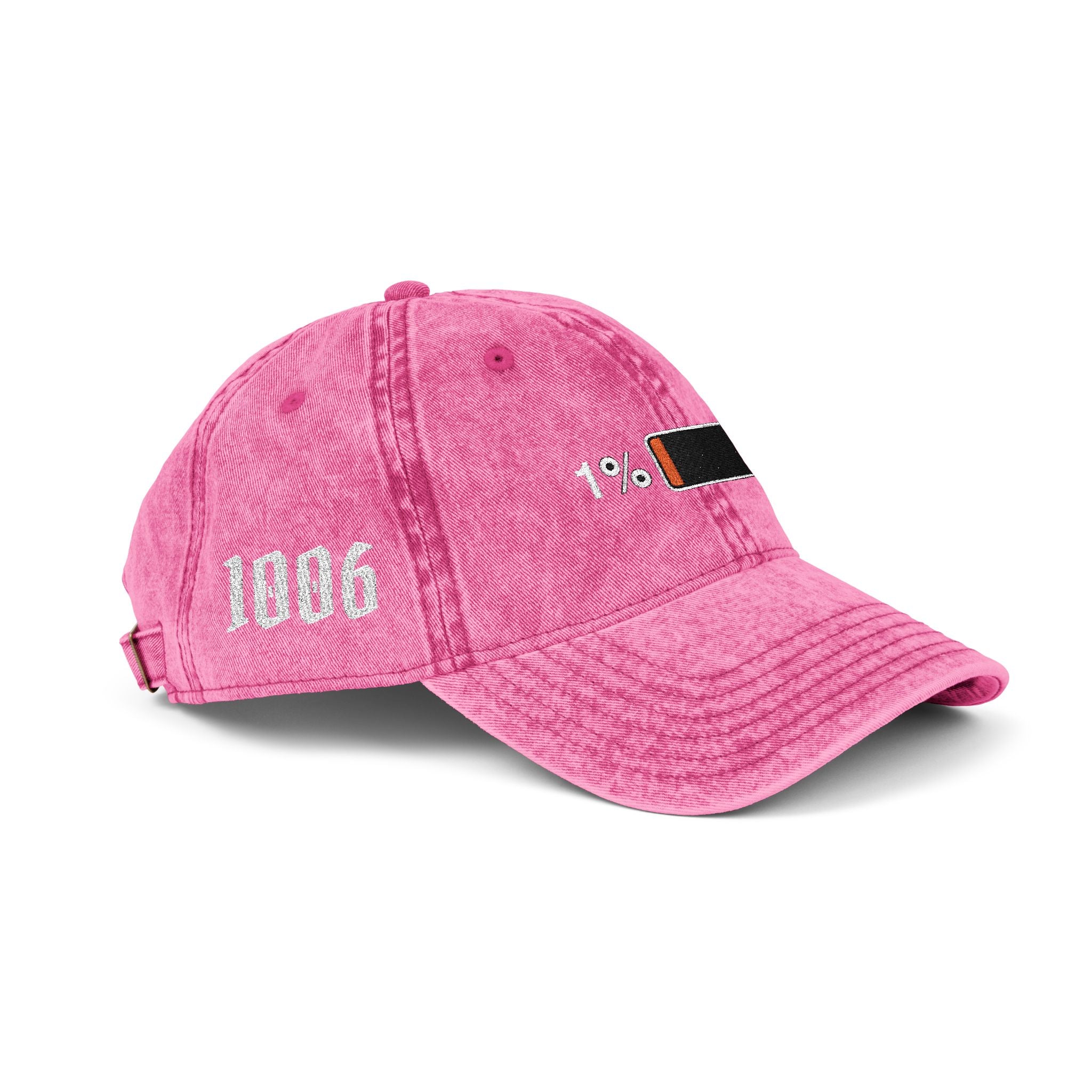 Vintage Embroidered Cap — 1% Low Battery Graphic