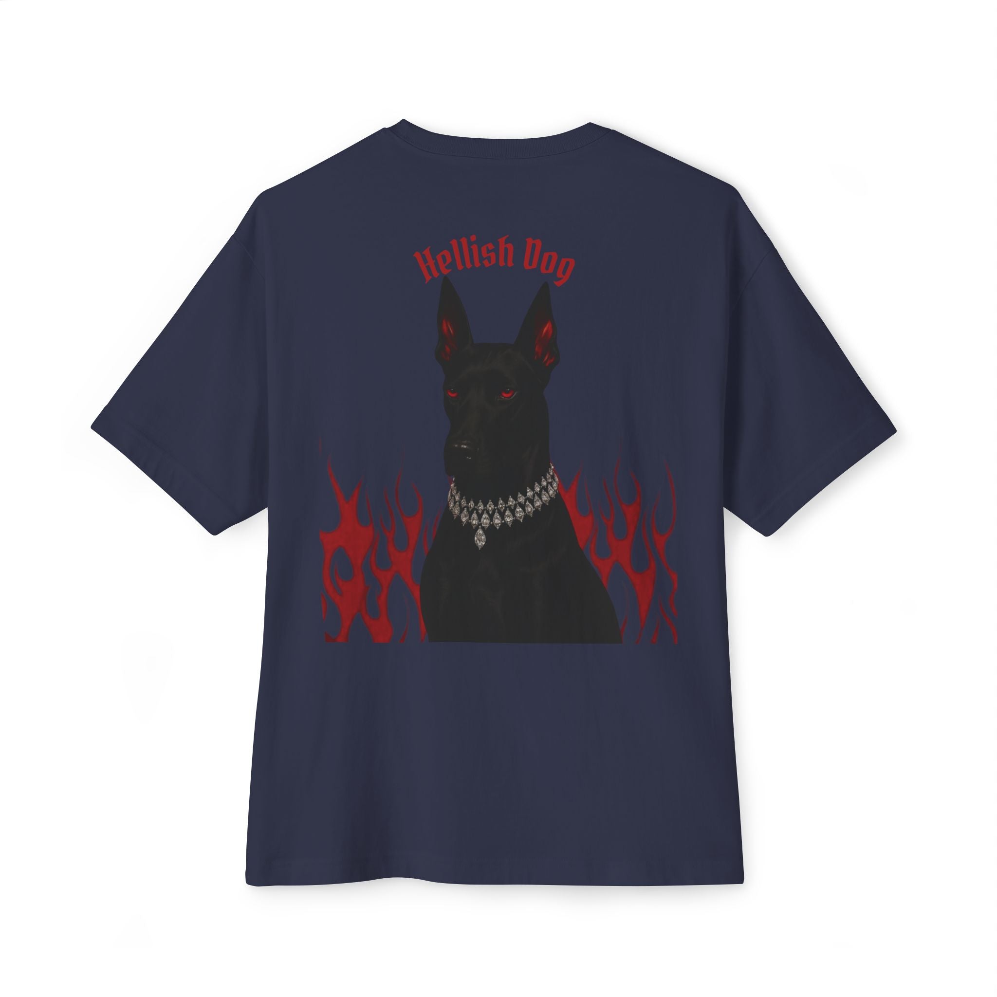 Boxy Tee — "Hellish Dog" Graphic T‑Shirt with Doberman & Flames