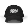 Survivor Embroidered Denim Hat — Distressed Patch Baseball Cap