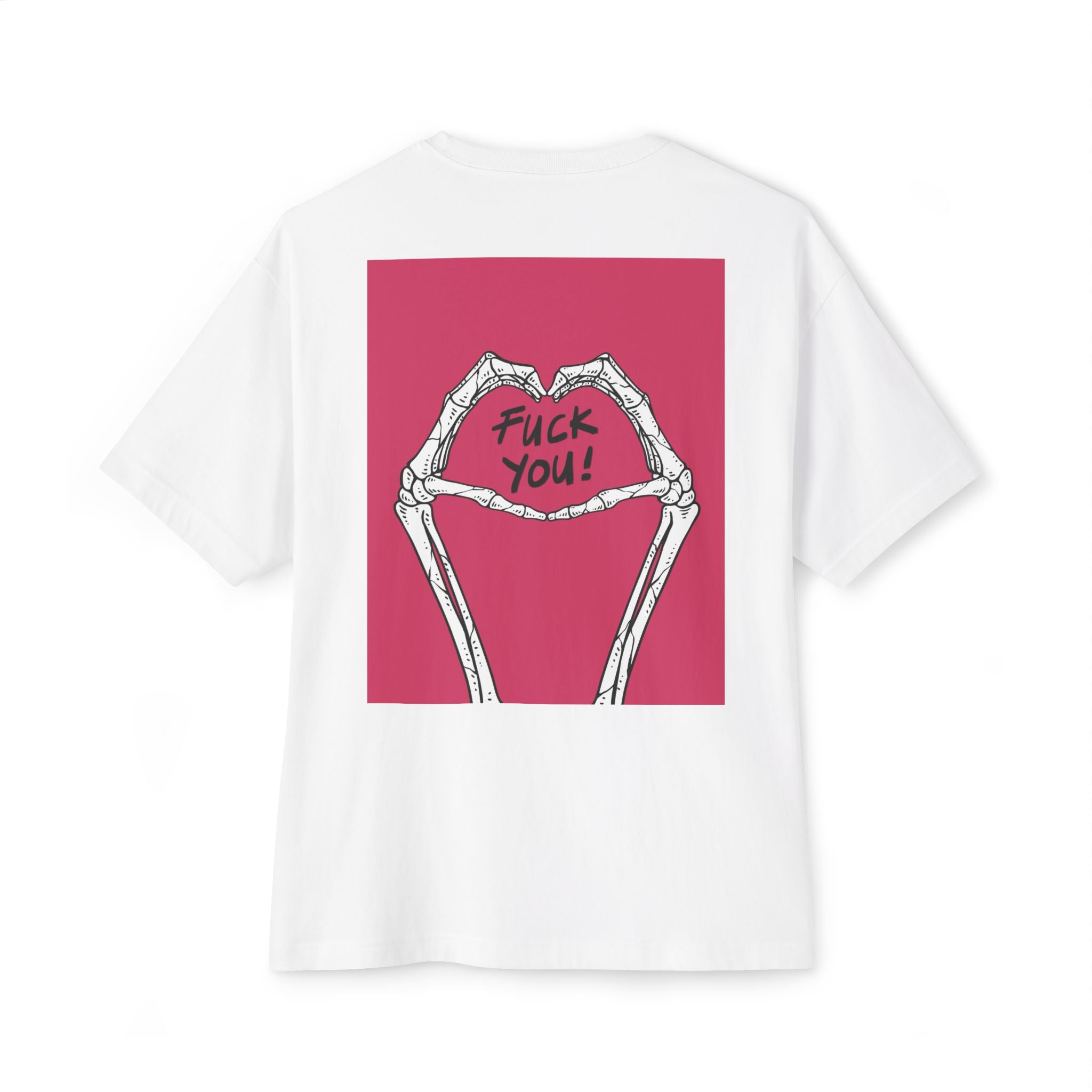 Boxy Tee — Skeleton Heart Graphic with "Fuck You!" Back Print