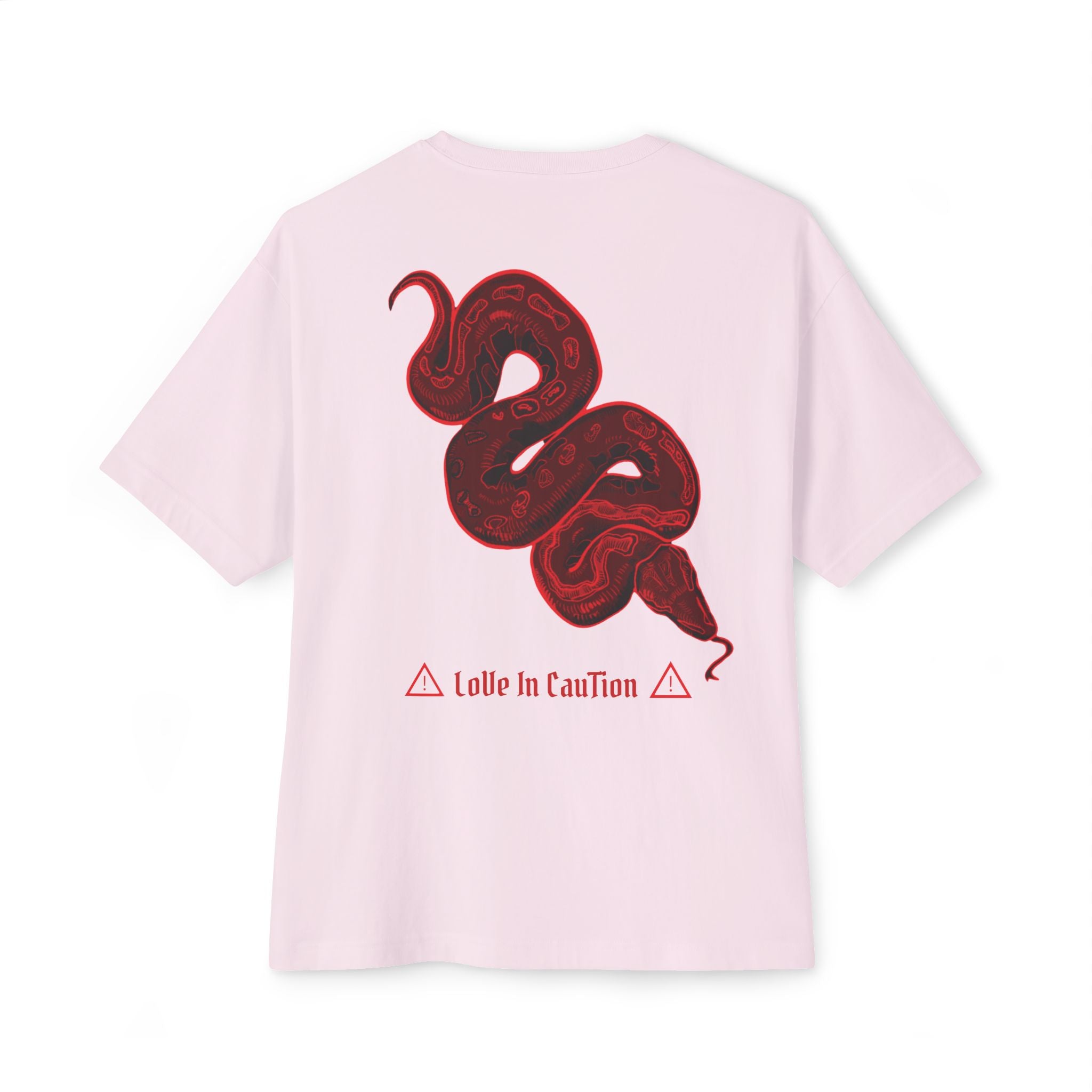Boxy Tee — "A Little In Caution" Red Snake Graphic