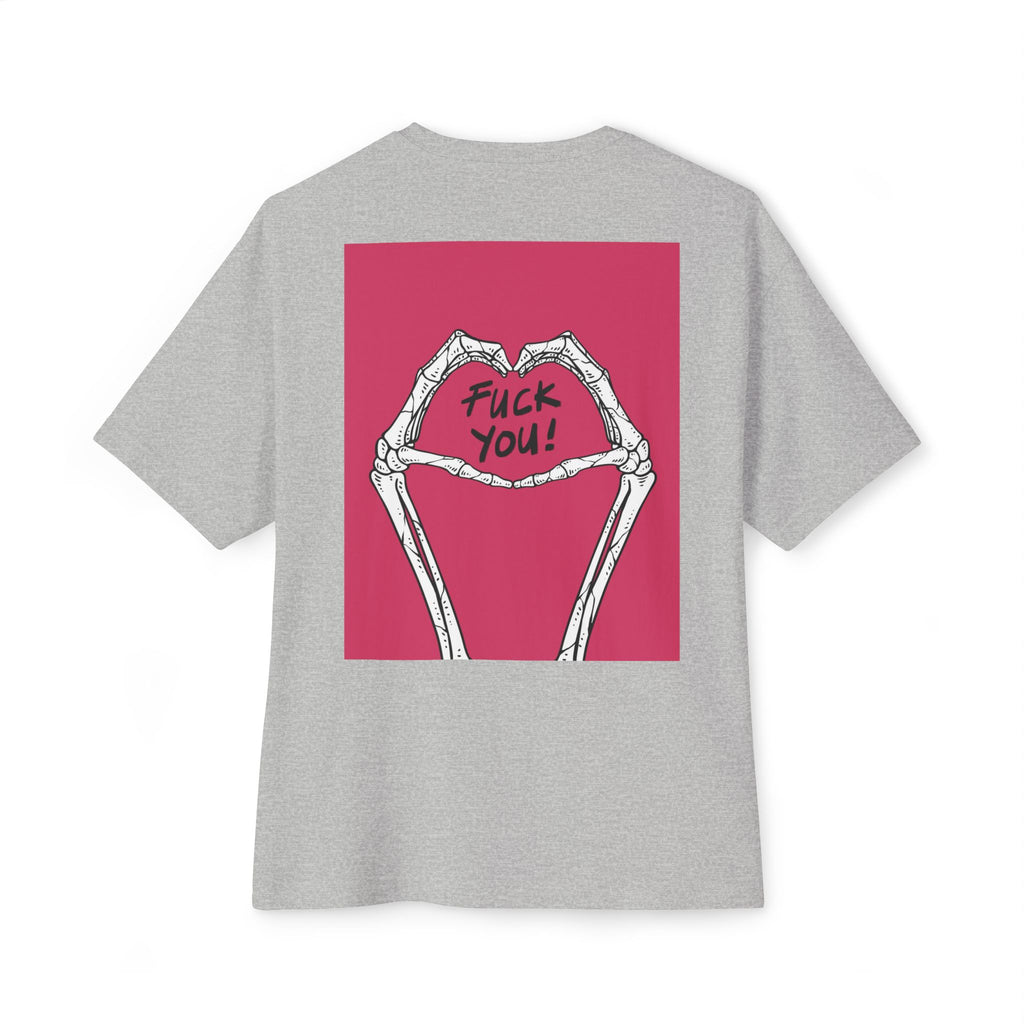 Boxy Tee — Skeleton Heart Graphic with "Fuck You!" Back Print