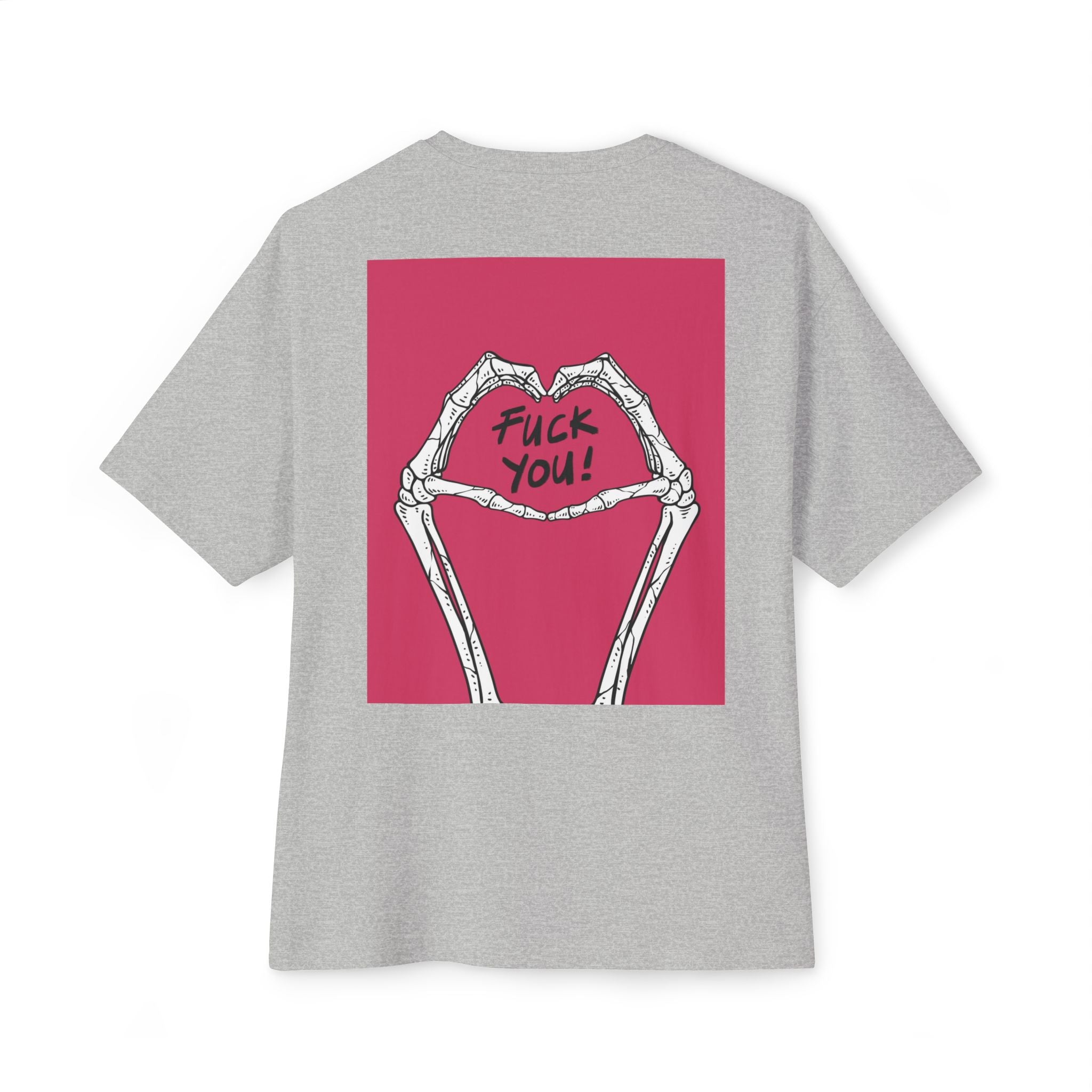 Boxy Tee — Skeleton Heart Graphic with "Fuck You!" Back Print