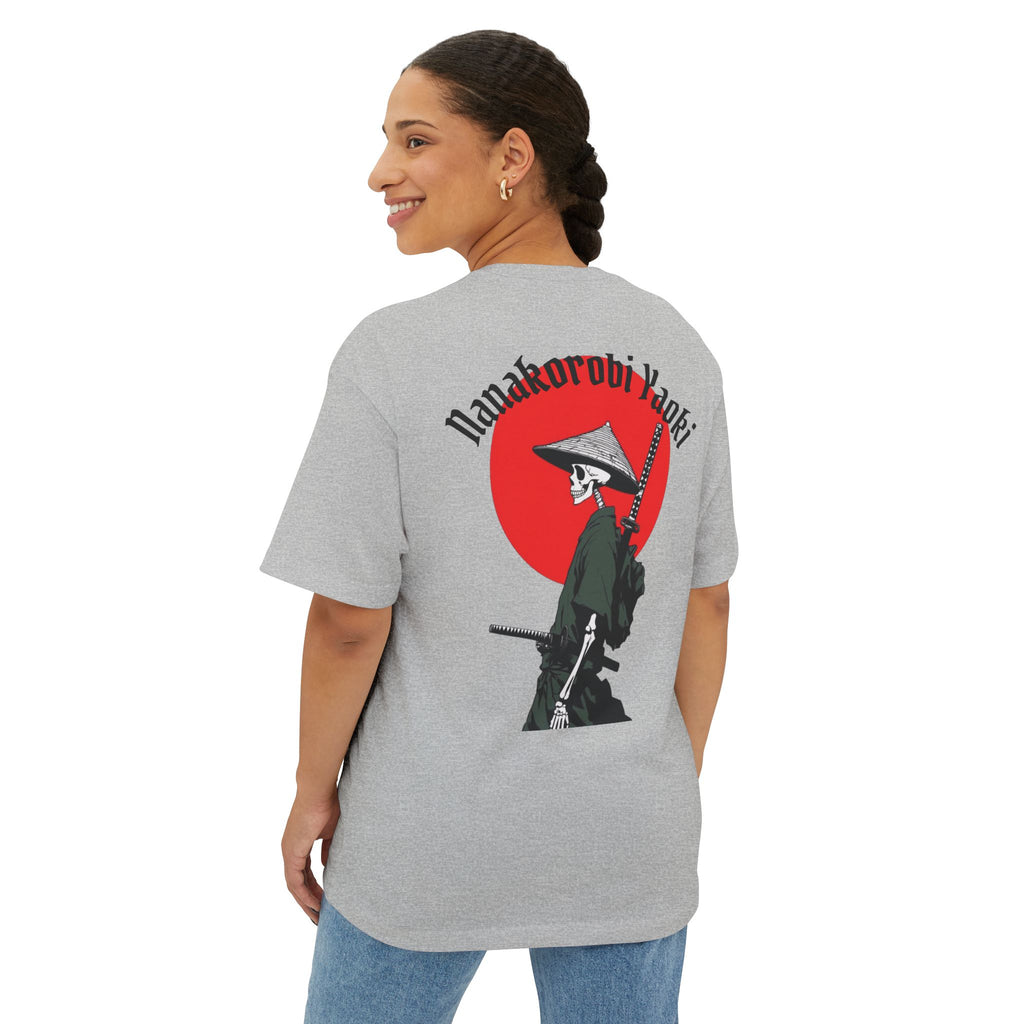 Samurai Skeleton Tee — "Nana korobi ya oki" Oversized Boxy T‑Shirt