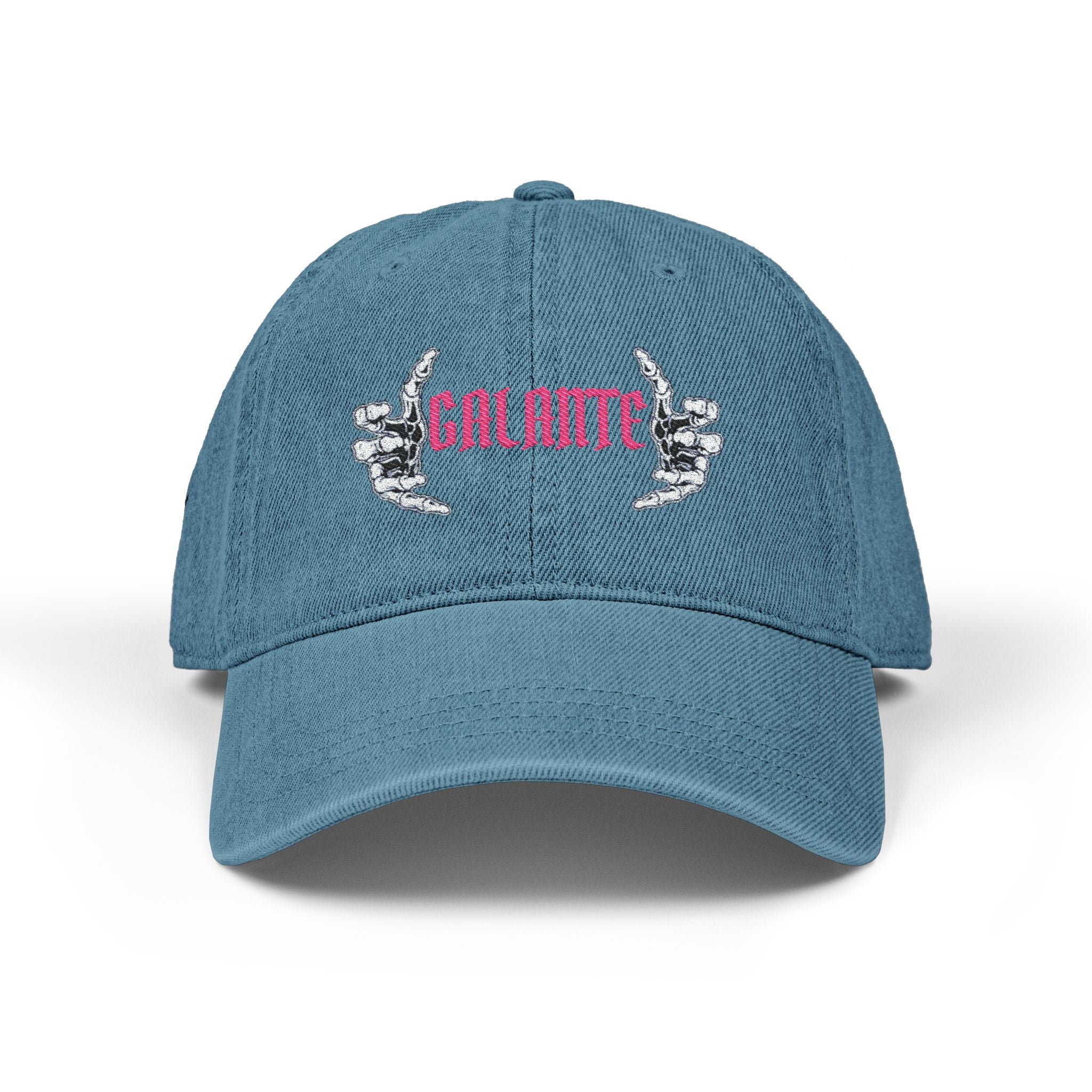 Denim Hat — Embroidered "Galante" with Pointing Hands