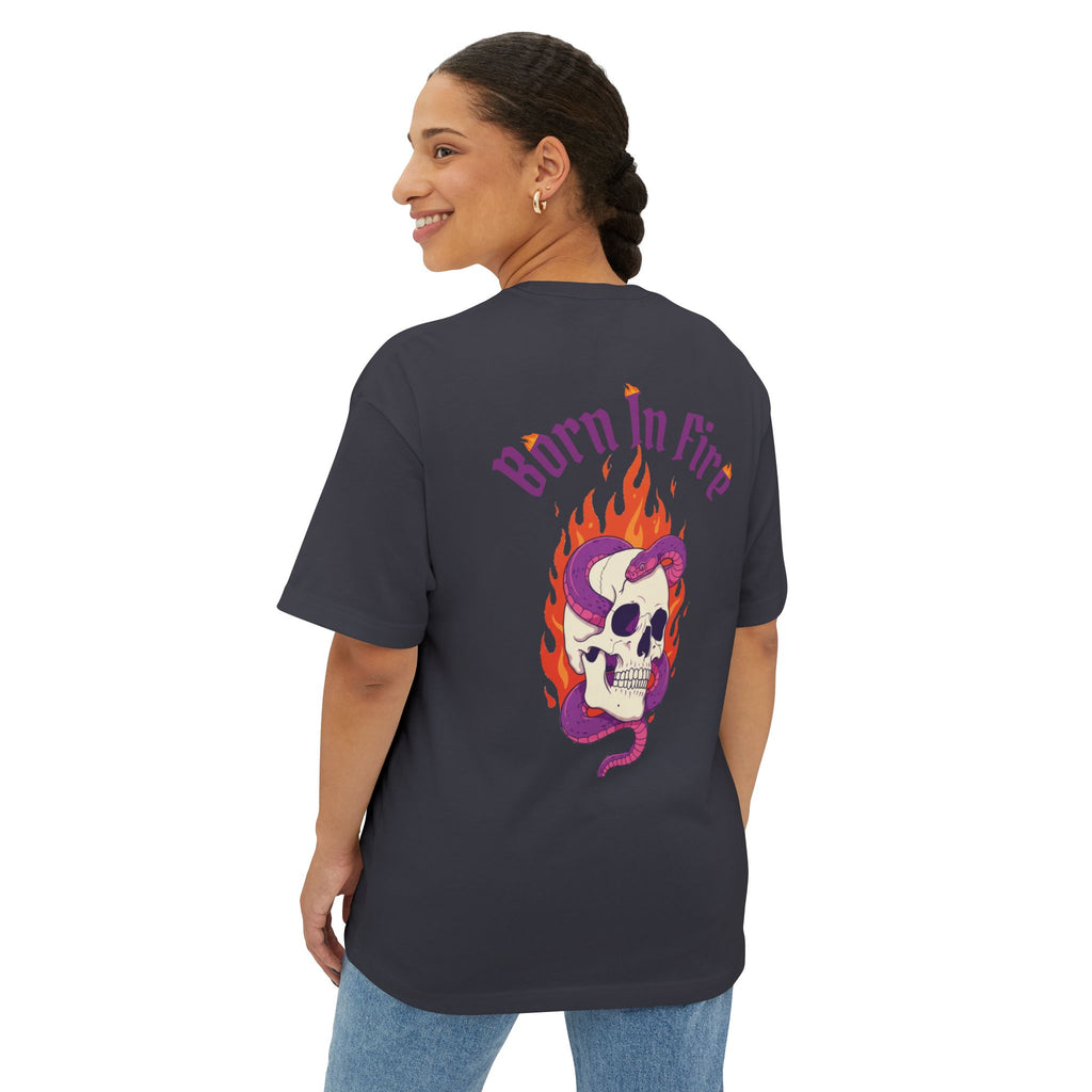 Born in Fire Skull Tee — Galante Graphic Oversized Boxy T‑Shirt