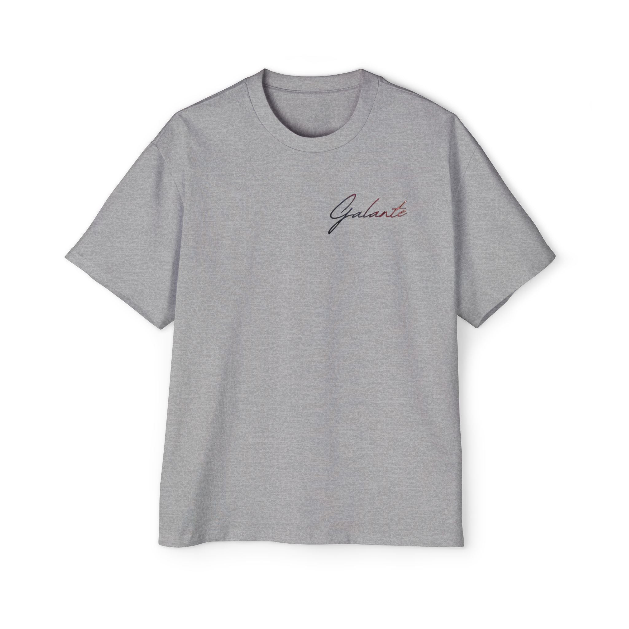Oversized Tee — 'Galante' Script Front & Floral Head Portrait Back
