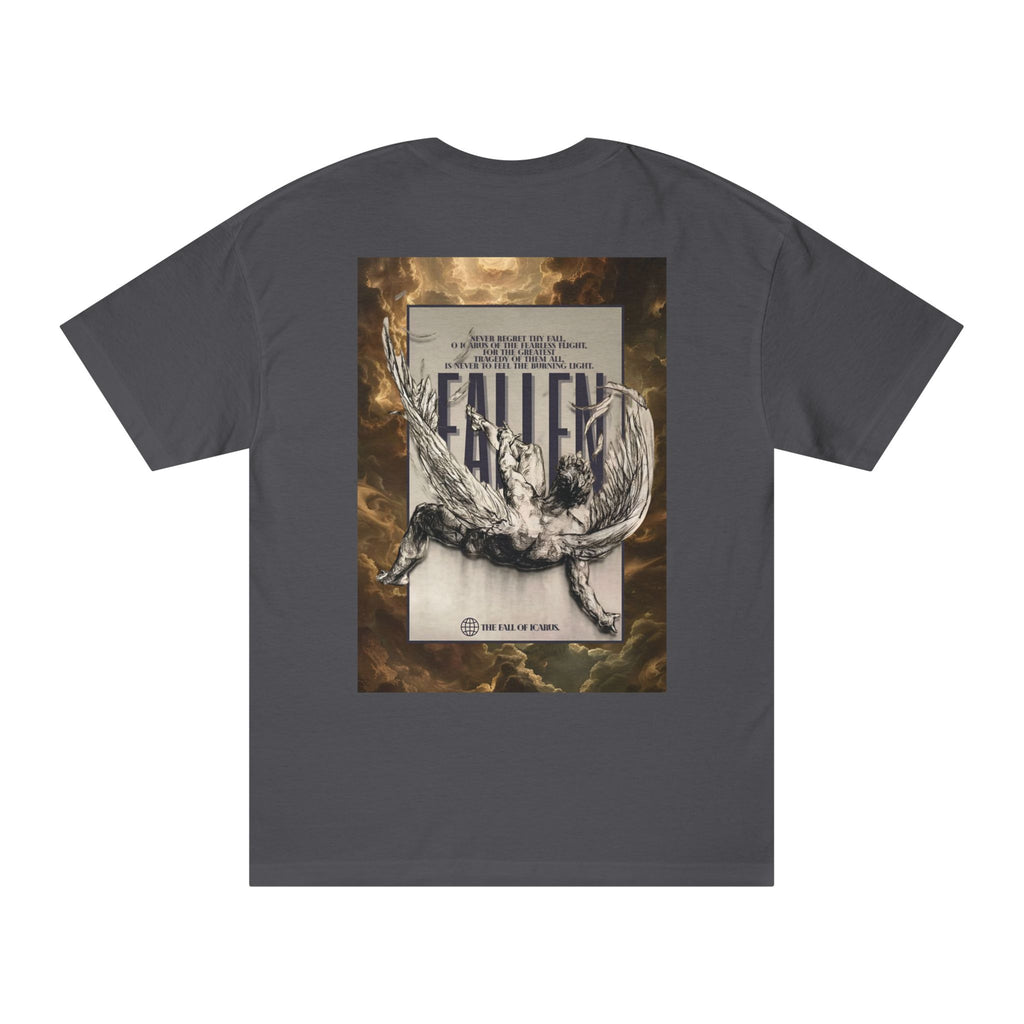 OVERSIZED Fallen Angel Graphic Tee — Vintage Script Chest Logo & Dramatic Back Print
