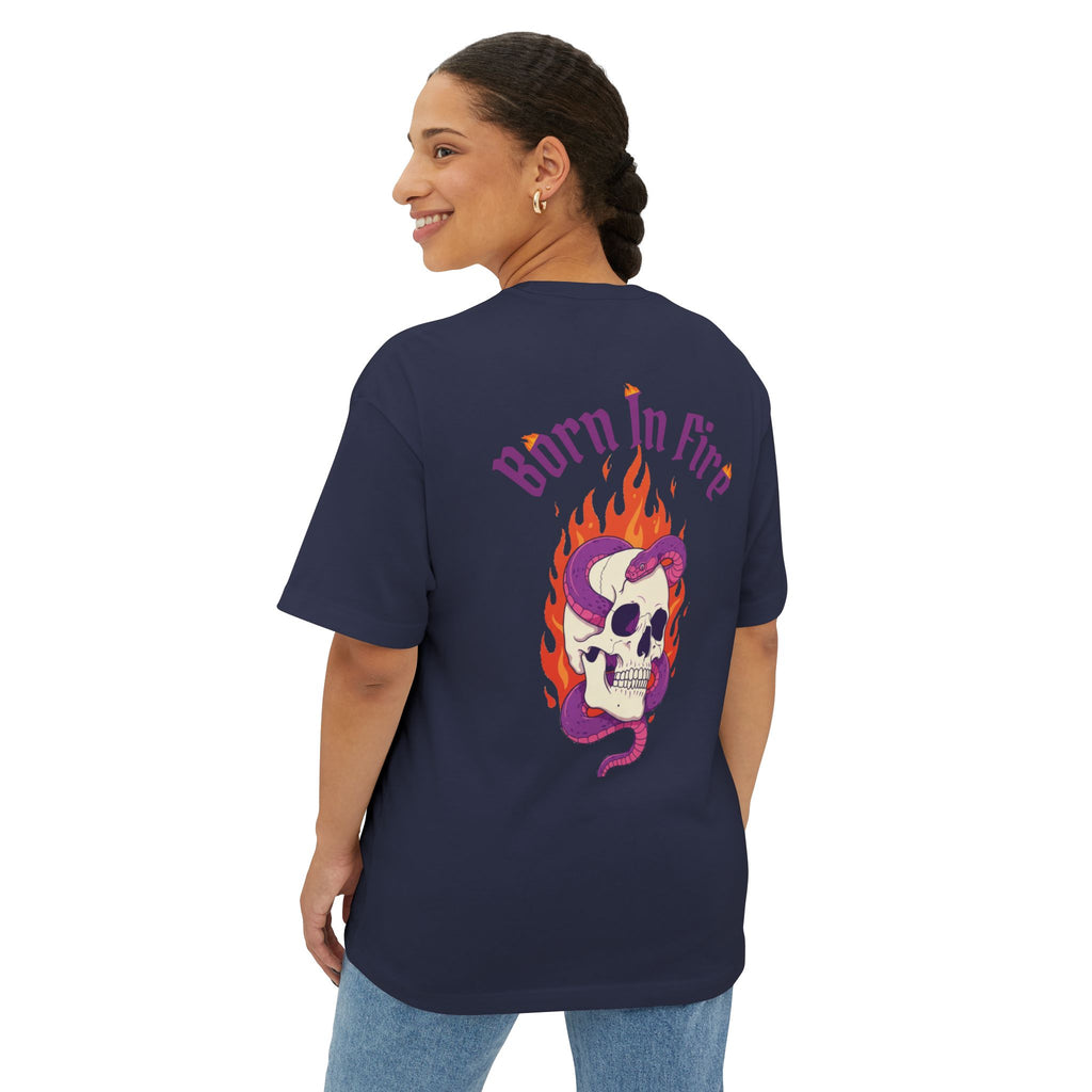 Born in Fire Skull Tee — Galante Graphic Oversized Boxy T‑Shirt