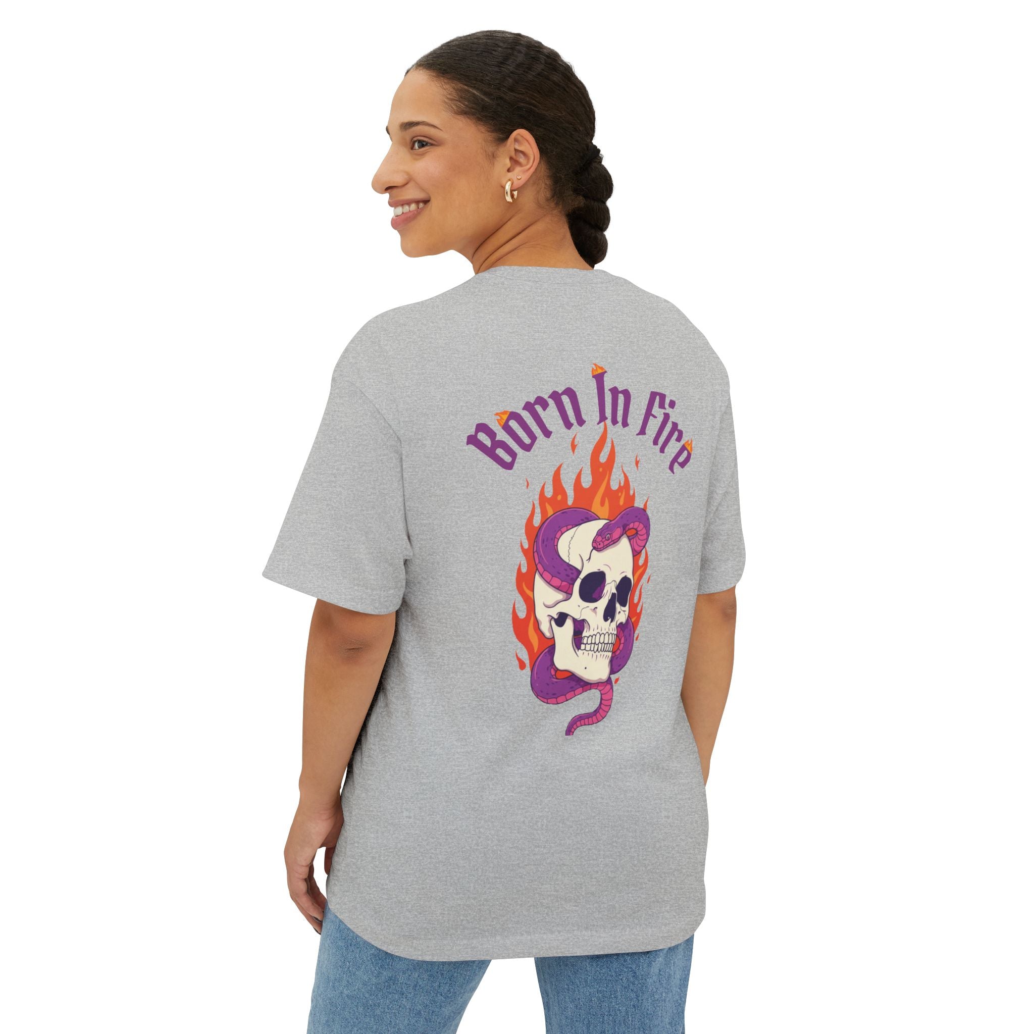 Born in Fire Skull Tee — Galante Graphic Oversized Boxy T‑Shirt