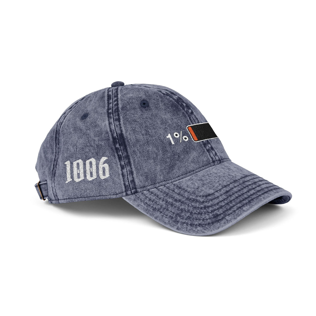 Vintage Embroidered Cap — 1% Low Battery Graphic
