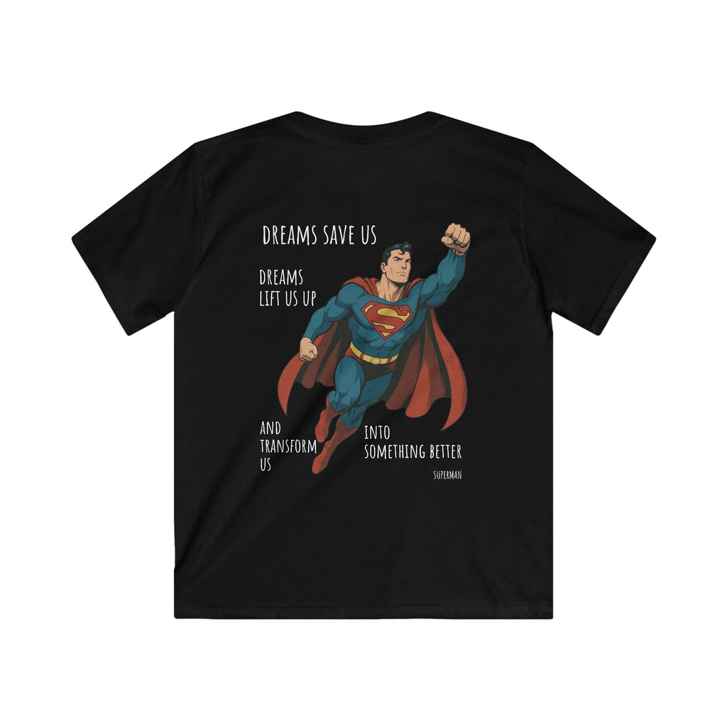 Superman emblem chest and flying superhero back Tee | Kids T-Shirt