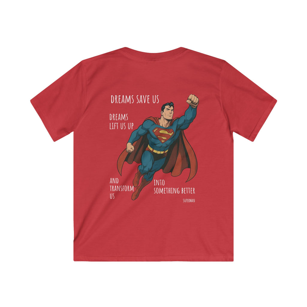 Superman emblem chest and flying superhero back Tee | Kids T-Shirt