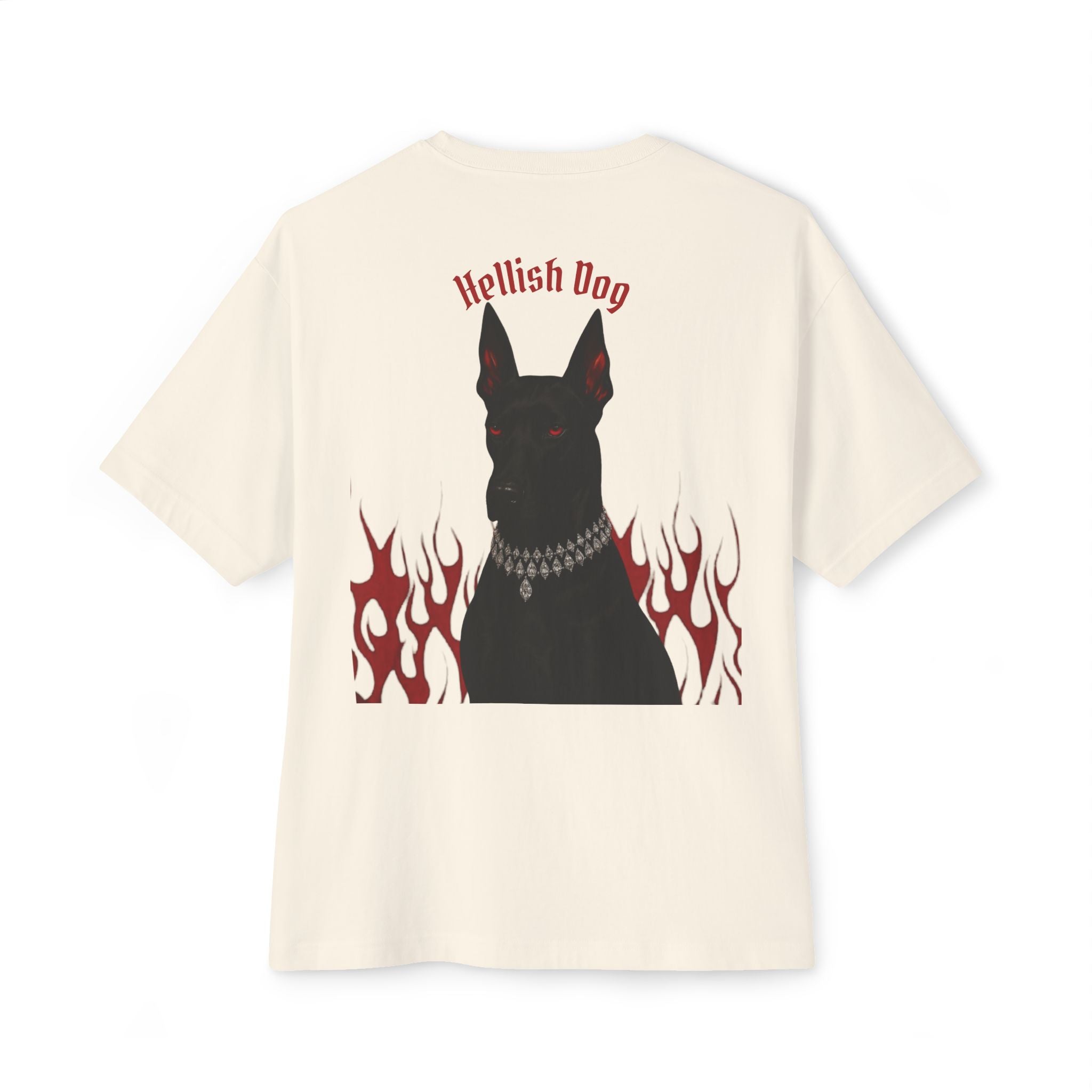 Boxy Tee — "Hellish Dog" Graphic T‑Shirt with Doberman & Flames