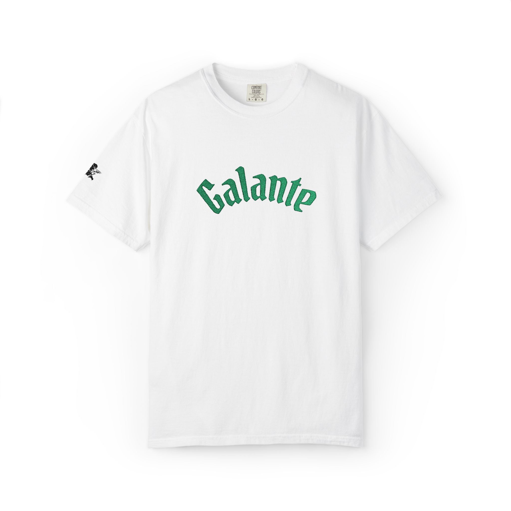 Galante Vintage-Style Tee — White T-Shirt with Green Arch Logo