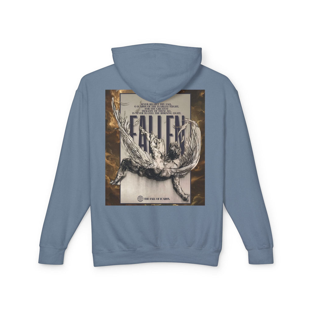 Fallen Graphic Hoodie — Vintage Angel Illustration Back with 'Galante' Script Chest