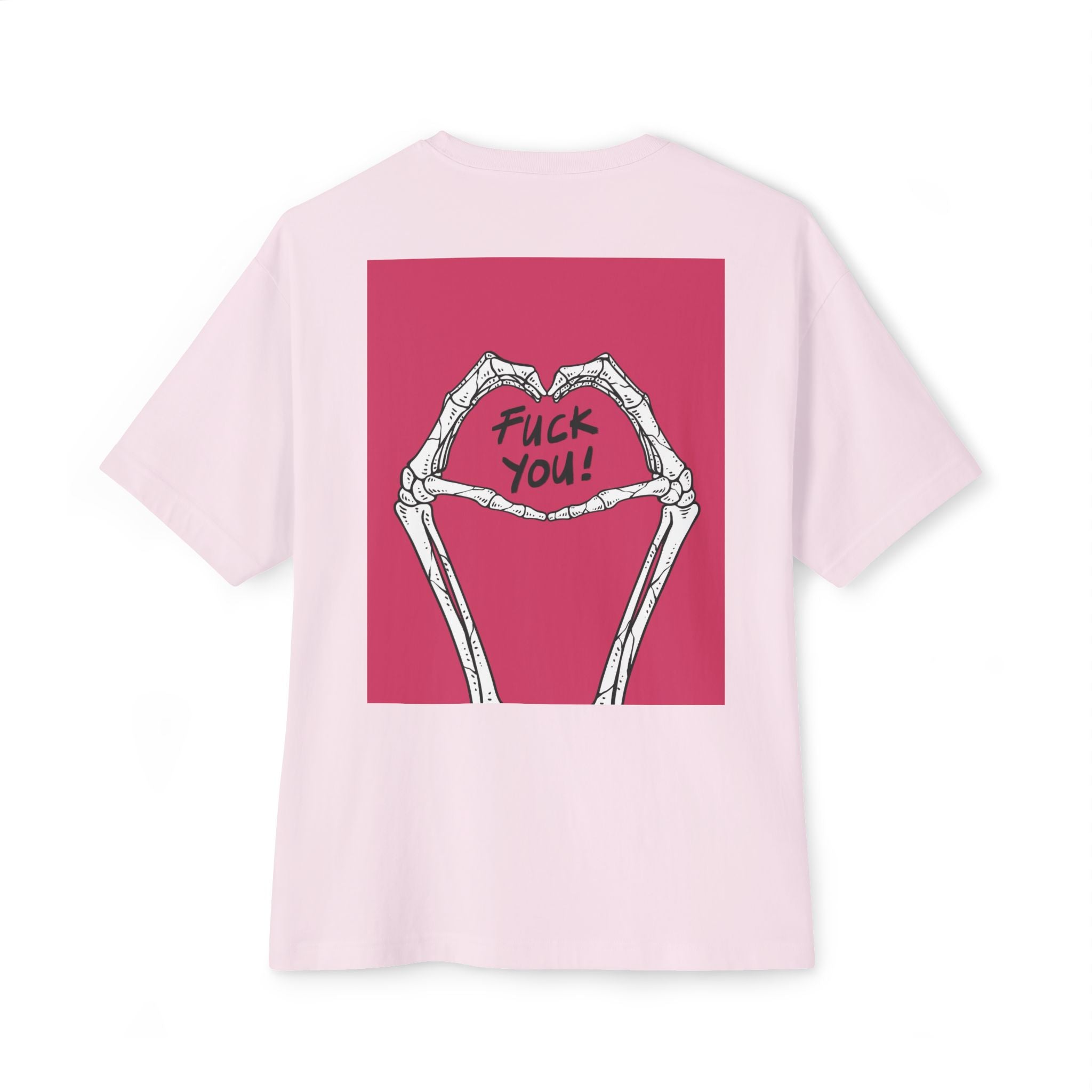Boxy Tee — Skeleton Heart Graphic with "Fuck You!" Back Print
