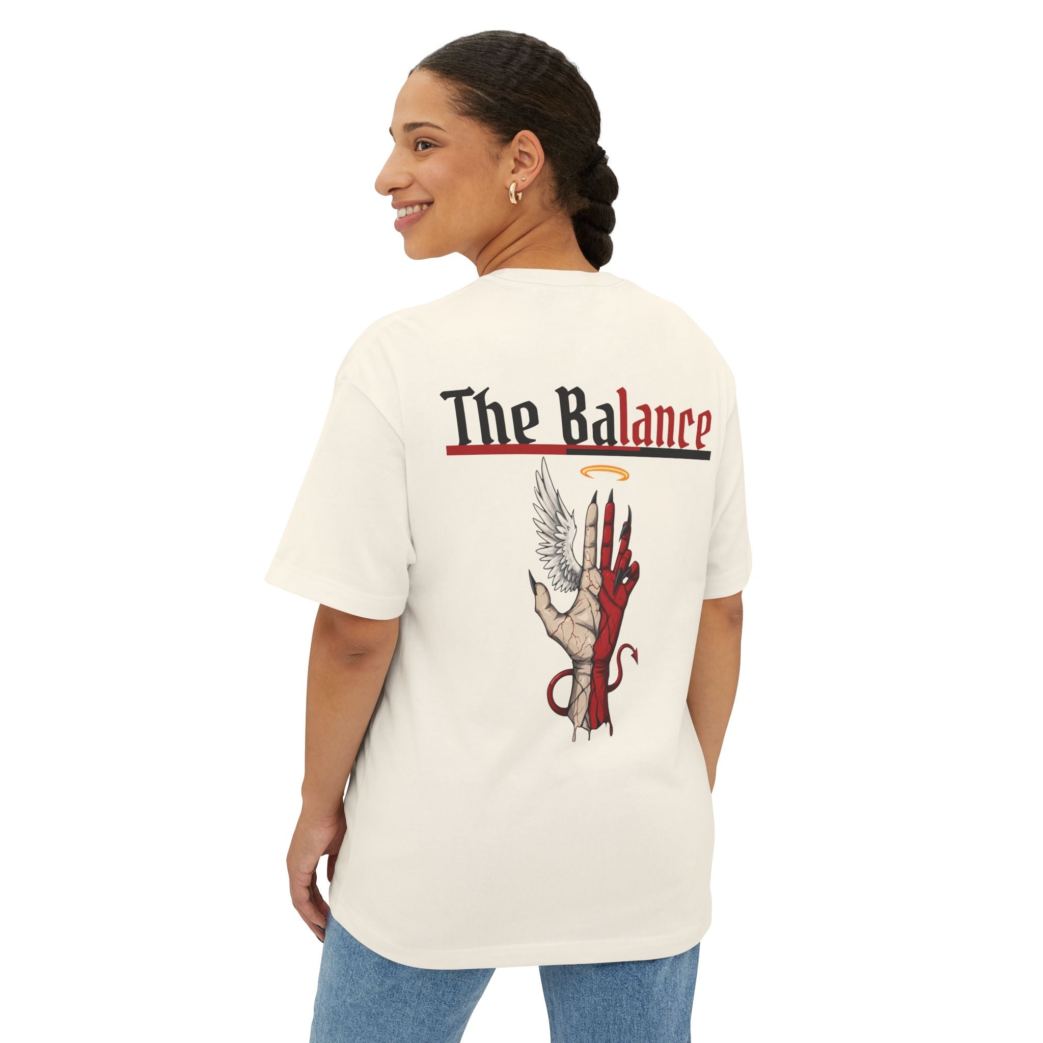 The Balance Graphic Tee — Angel & Demon Hand Illustration