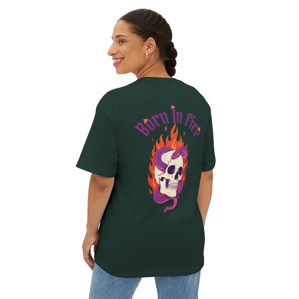 Born in Fire Skull Tee — Galante Graphic Oversized Boxy T‑Shirt