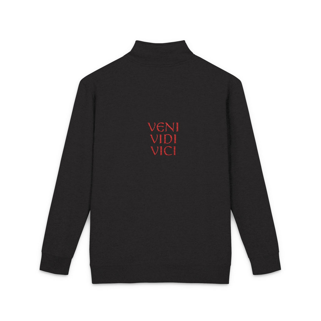 Embroidered 'Veni Vidi Vici' Quarter-Zip Pullover