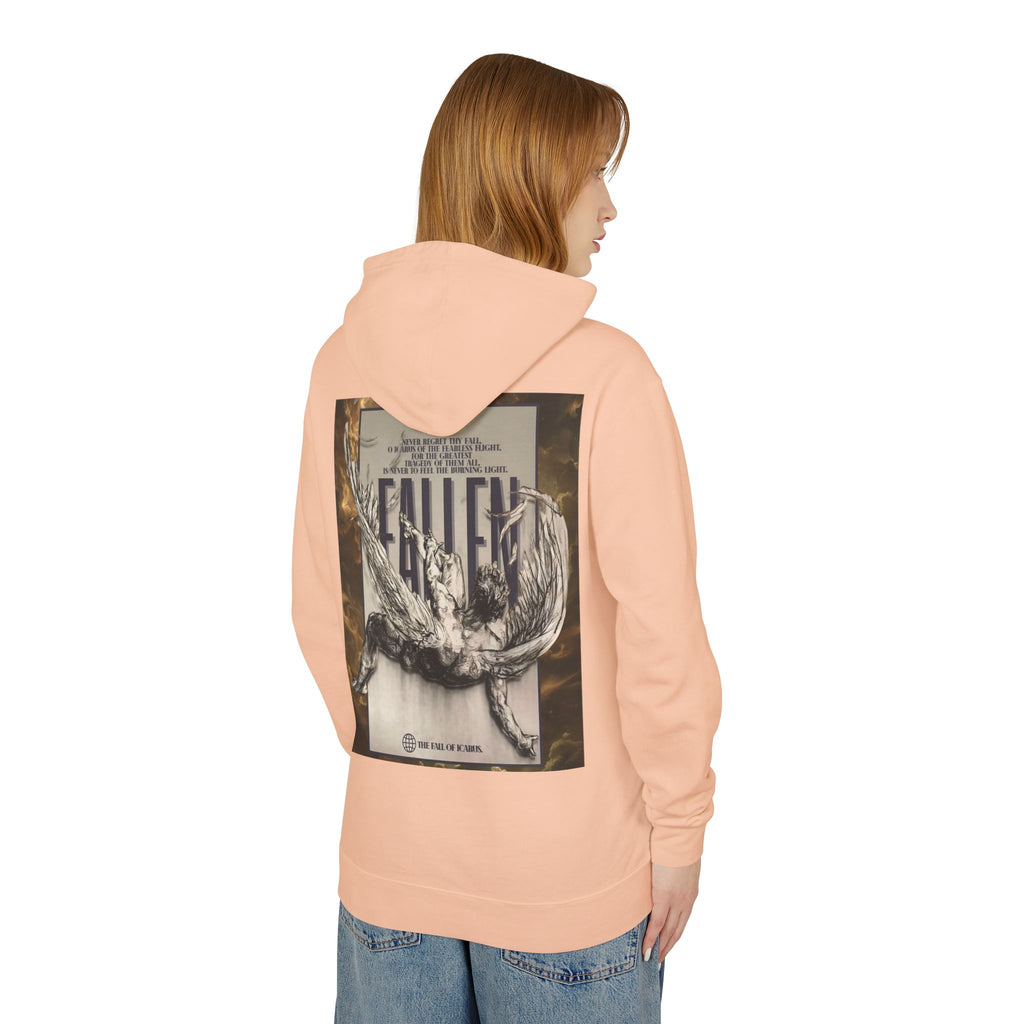 Fallen Graphic Hoodie — Vintage Angel Illustration Back with 'Galante' Script Chest