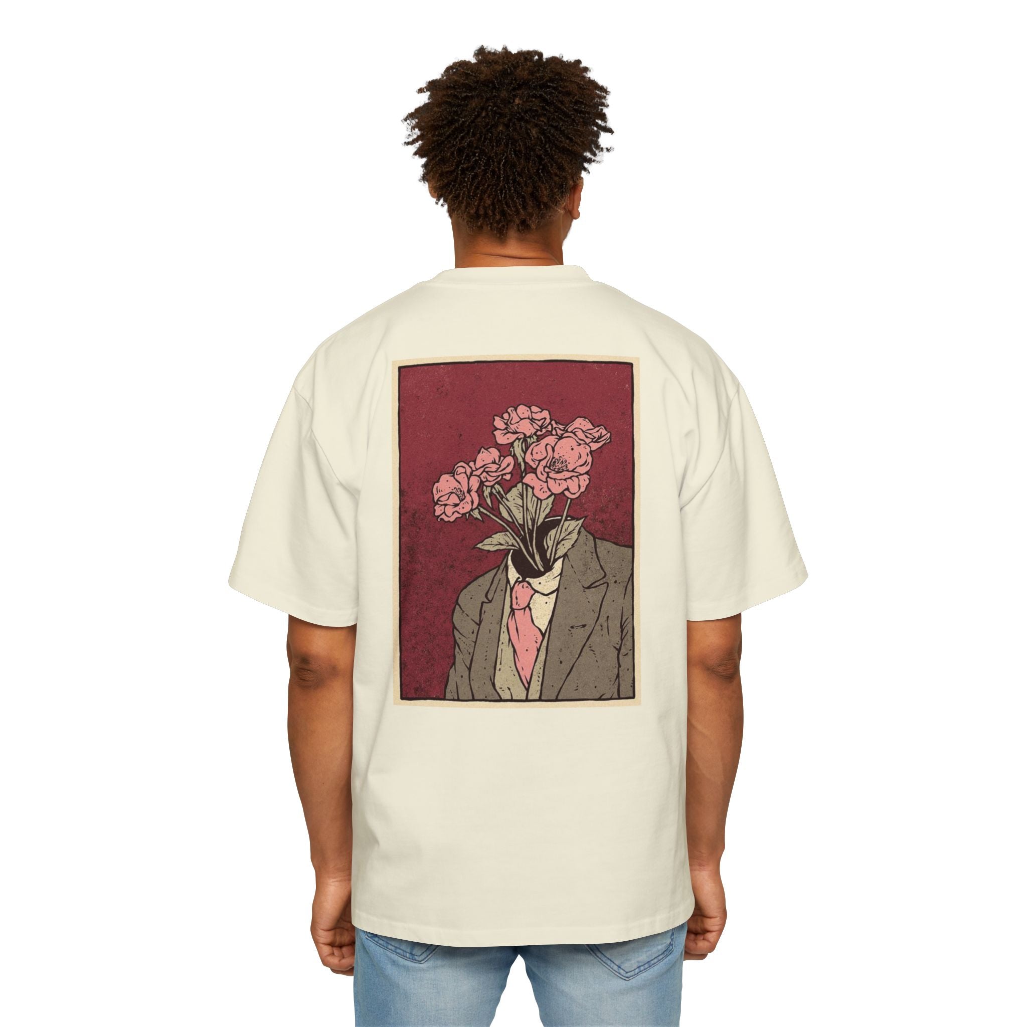 Oversized Tee — 'Galante' Script Front & Floral Head Portrait Back