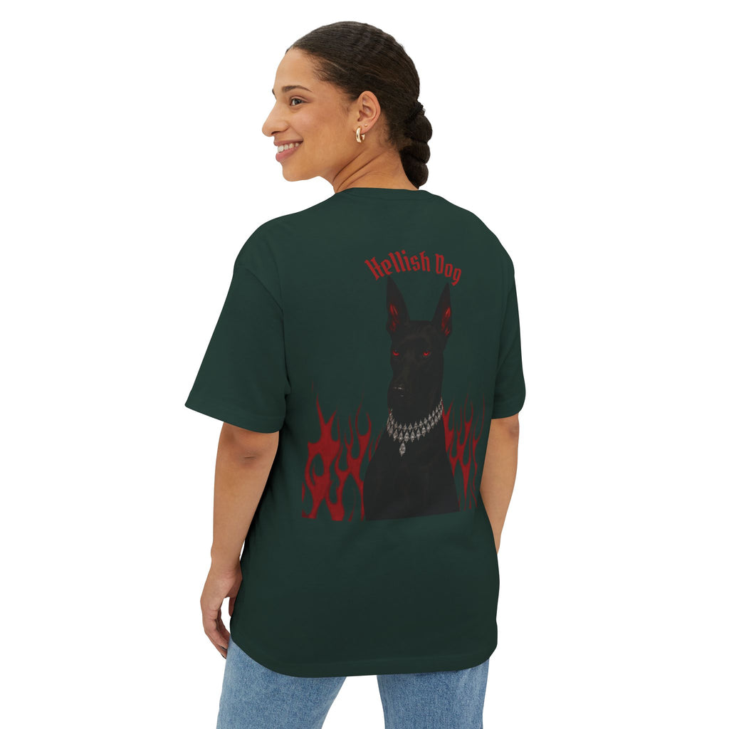 Boxy Tee — "Hellish Dog" Graphic T‑Shirt with Doberman & Flames