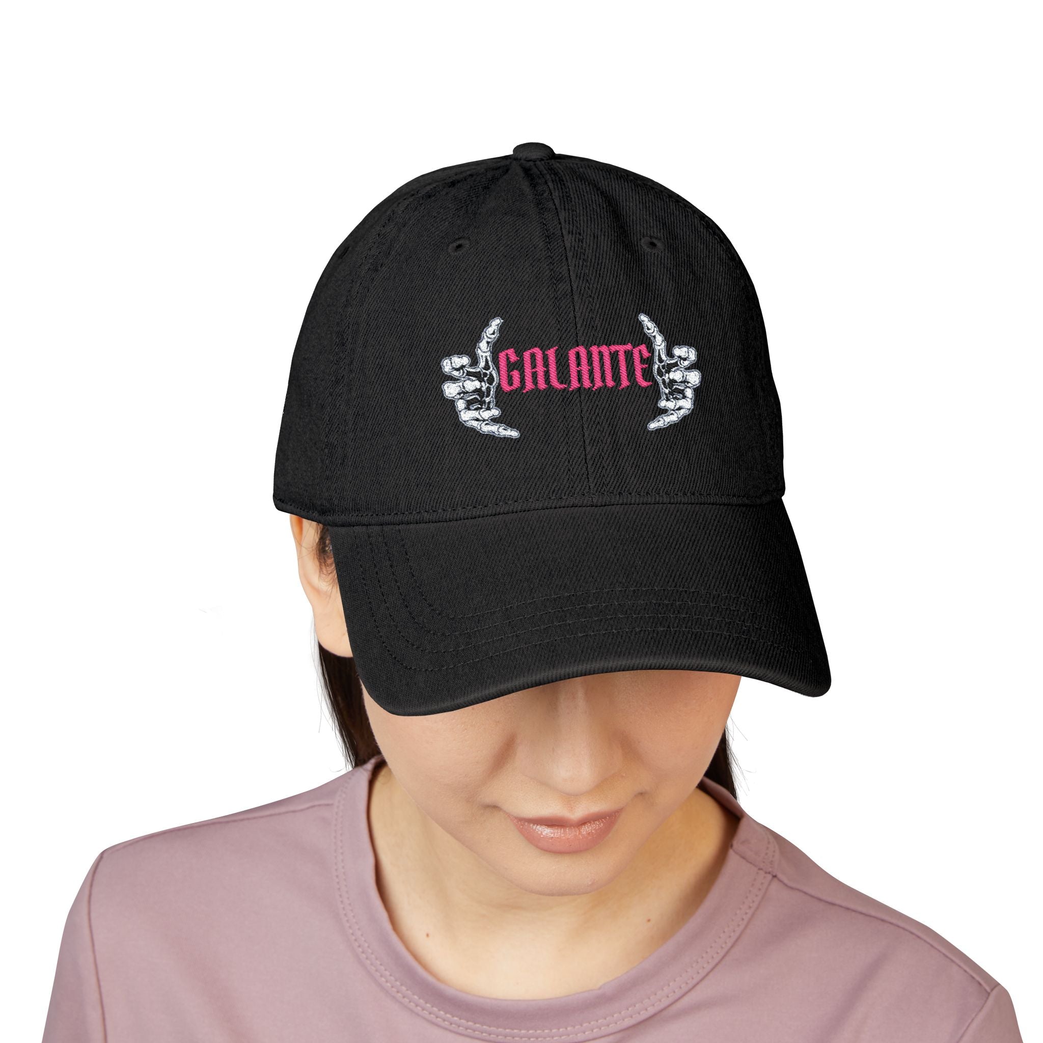 Denim Hat — Embroidered "Galante" with Pointing Hands