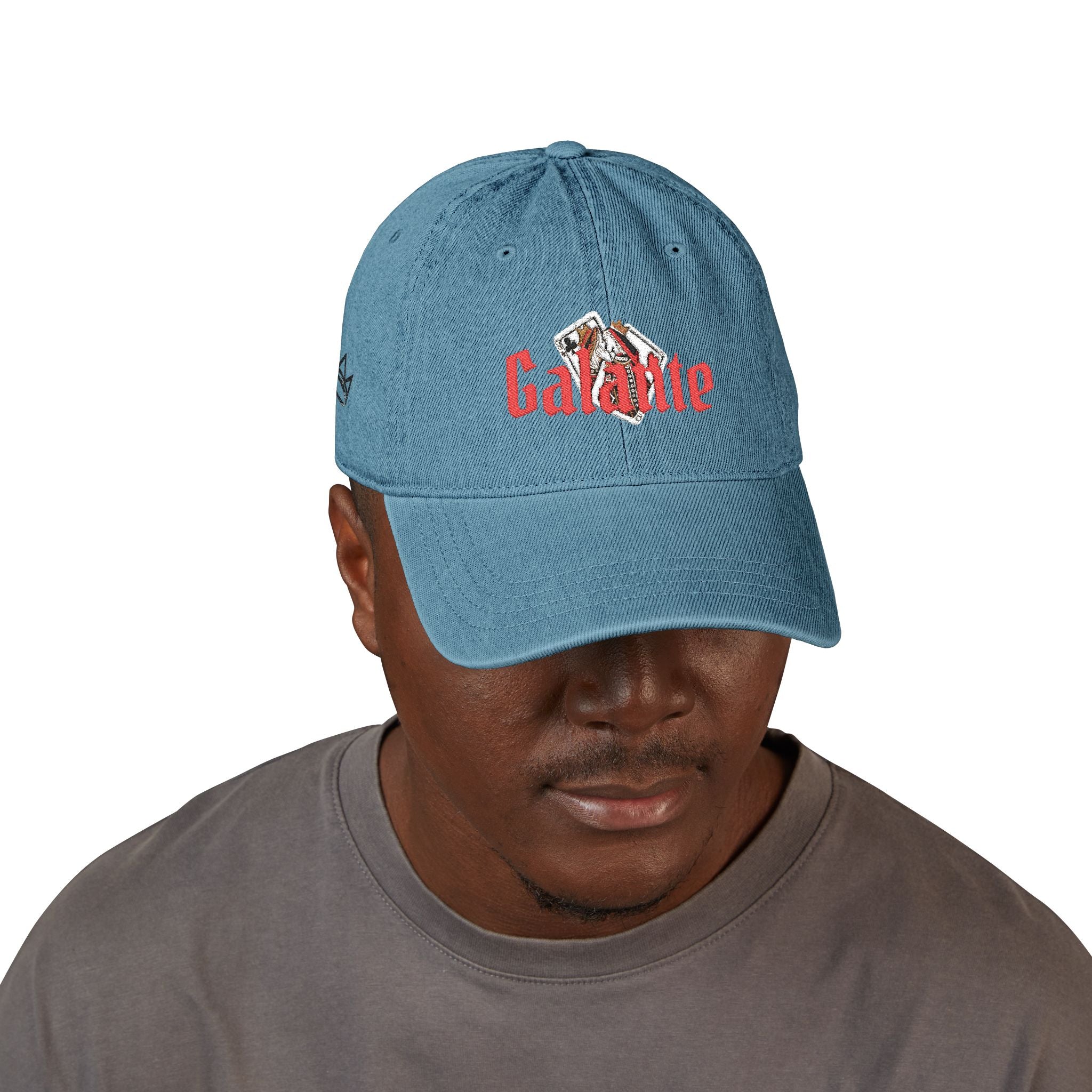 Galante Embroidered Denim Hat — Vintage Poker Card Logo Cap