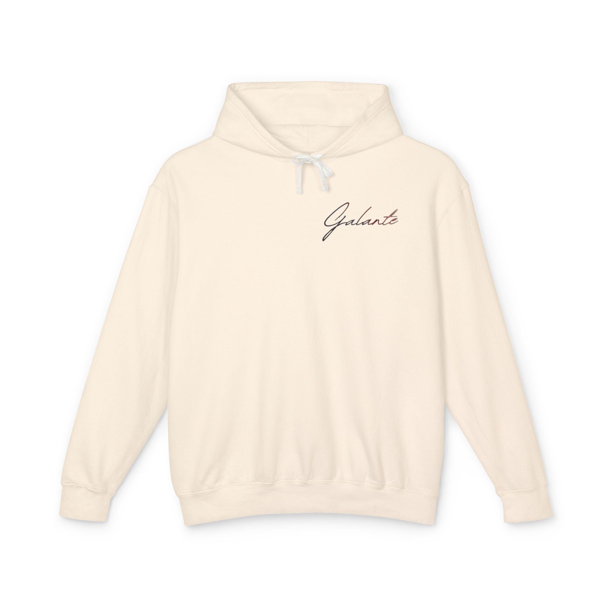 Fallen Graphic Hoodie — Vintage Angel Illustration Back with 'Galante' Script Chest