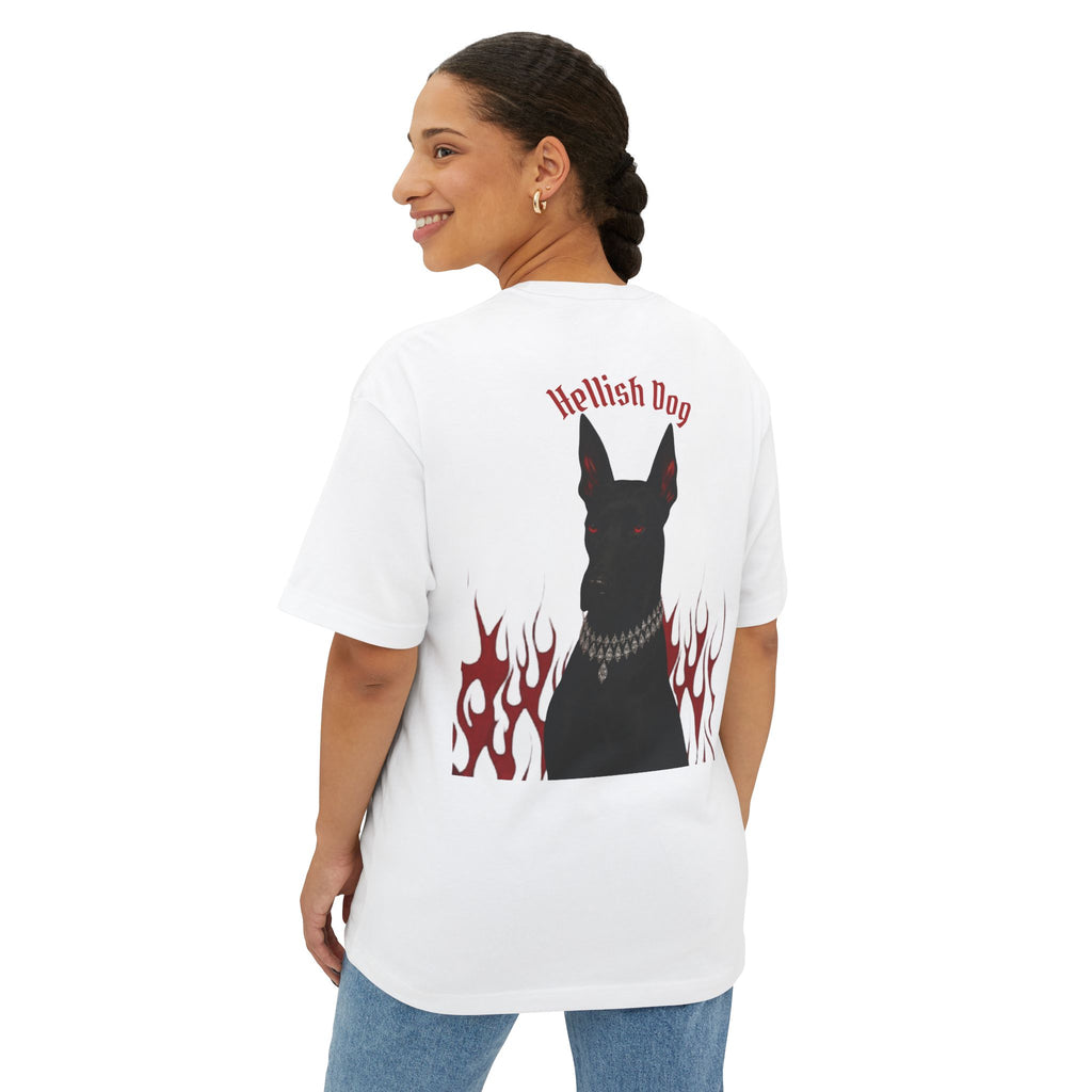 Boxy Tee — "Hellish Dog" Graphic T‑Shirt with Doberman & Flames