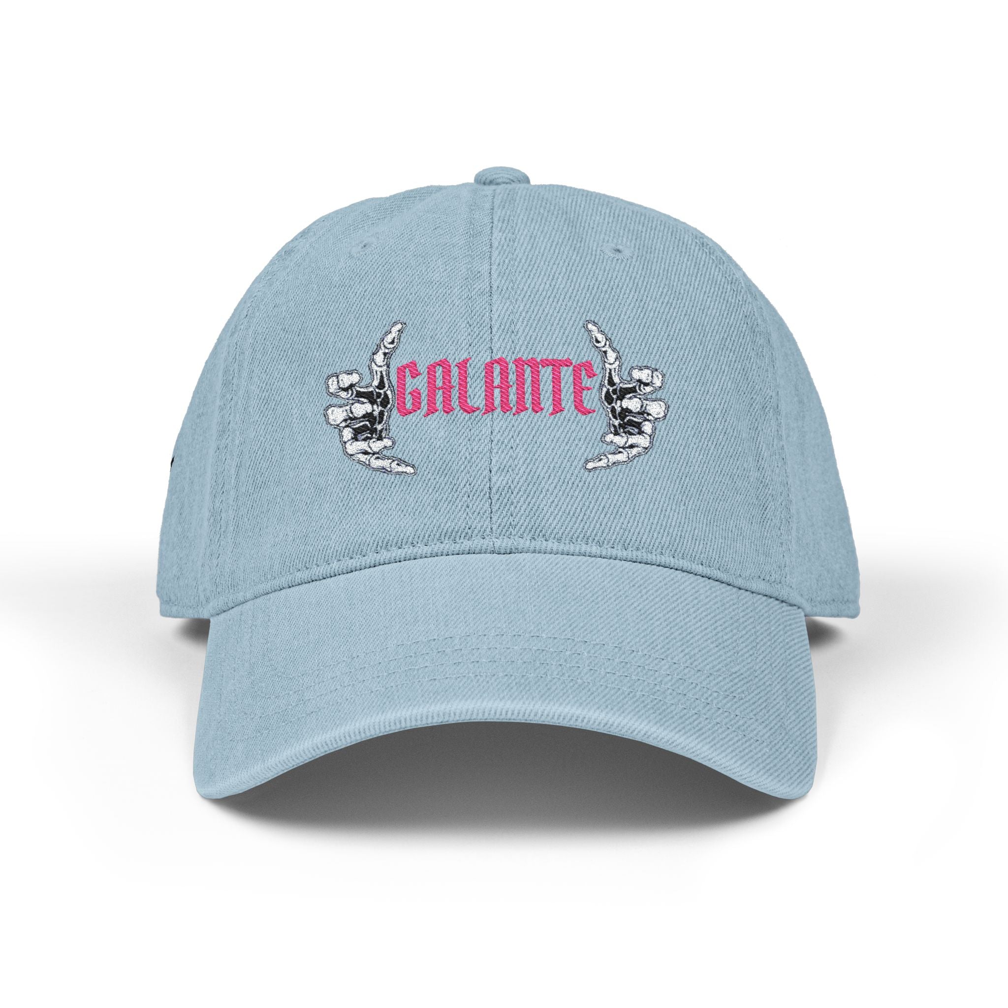 Denim Hat — Embroidered "Galante" with Pointing Hands