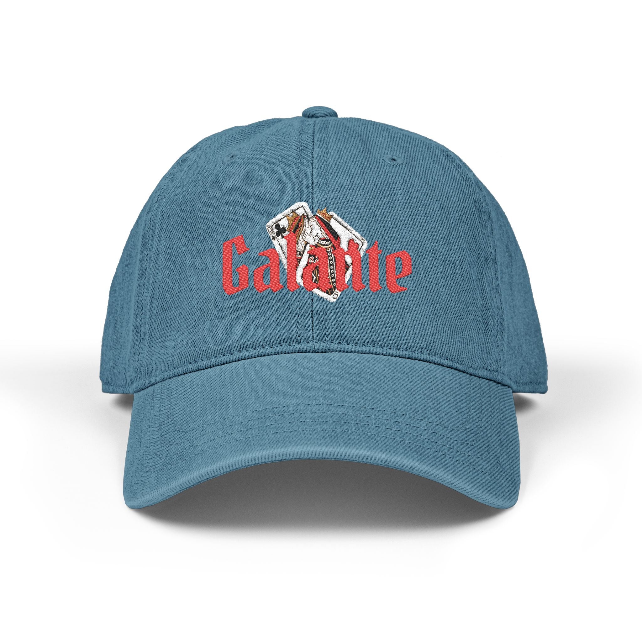 Galante Embroidered Denim Hat — Vintage Poker Card Logo Cap