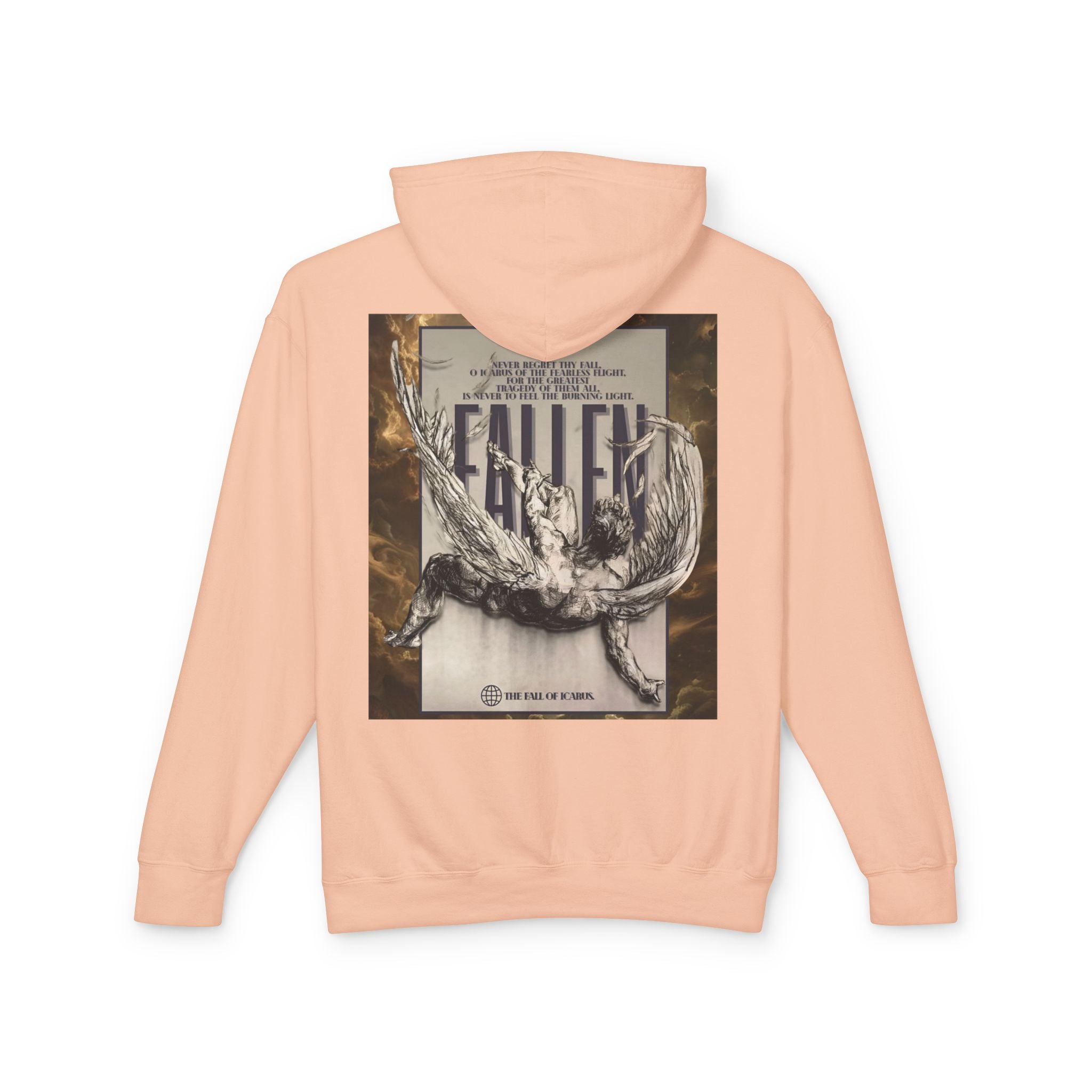 Fallen Graphic Hoodie — Vintage Angel Illustration Back with 'Galante' Script Chest