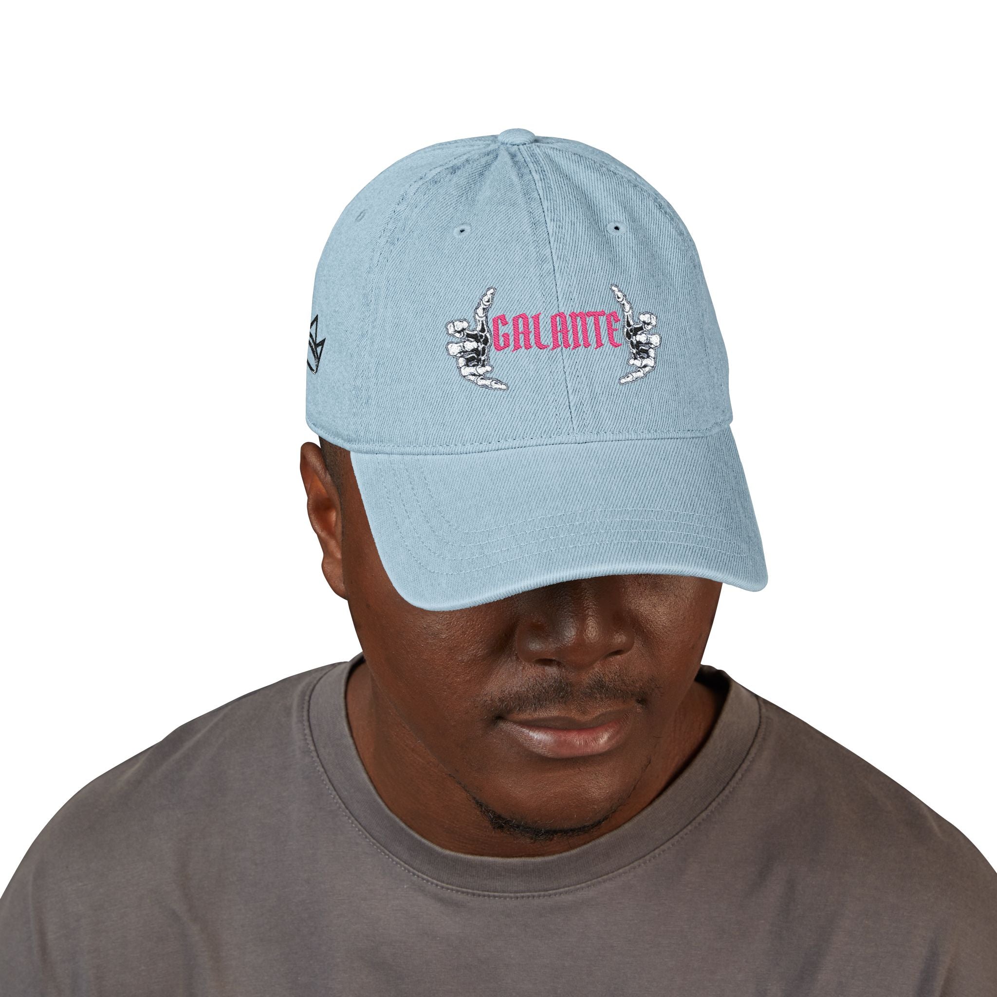 Denim Hat — Embroidered "Galante" with Pointing Hands