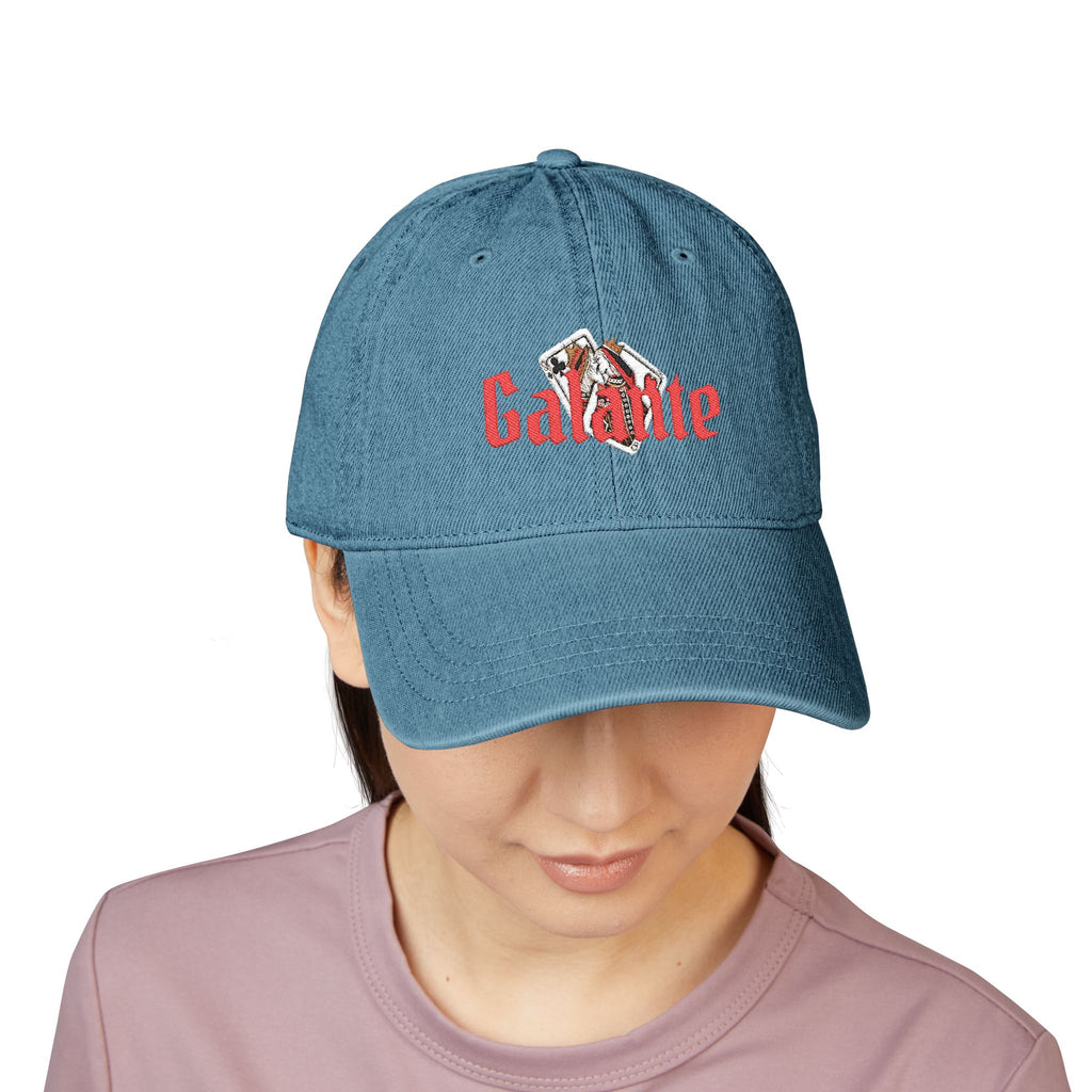 Galante Embroidered Denim Hat — Vintage Poker Card Logo Cap