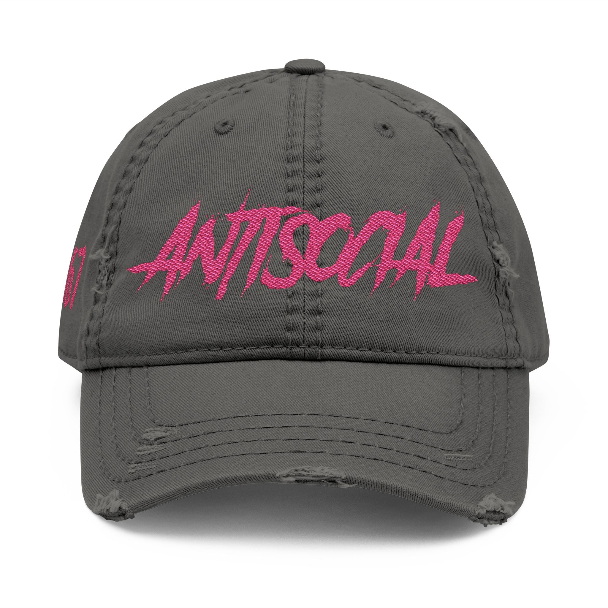 Antisocial Distressed Dad Hat — Embroidered Streetwear Cap
